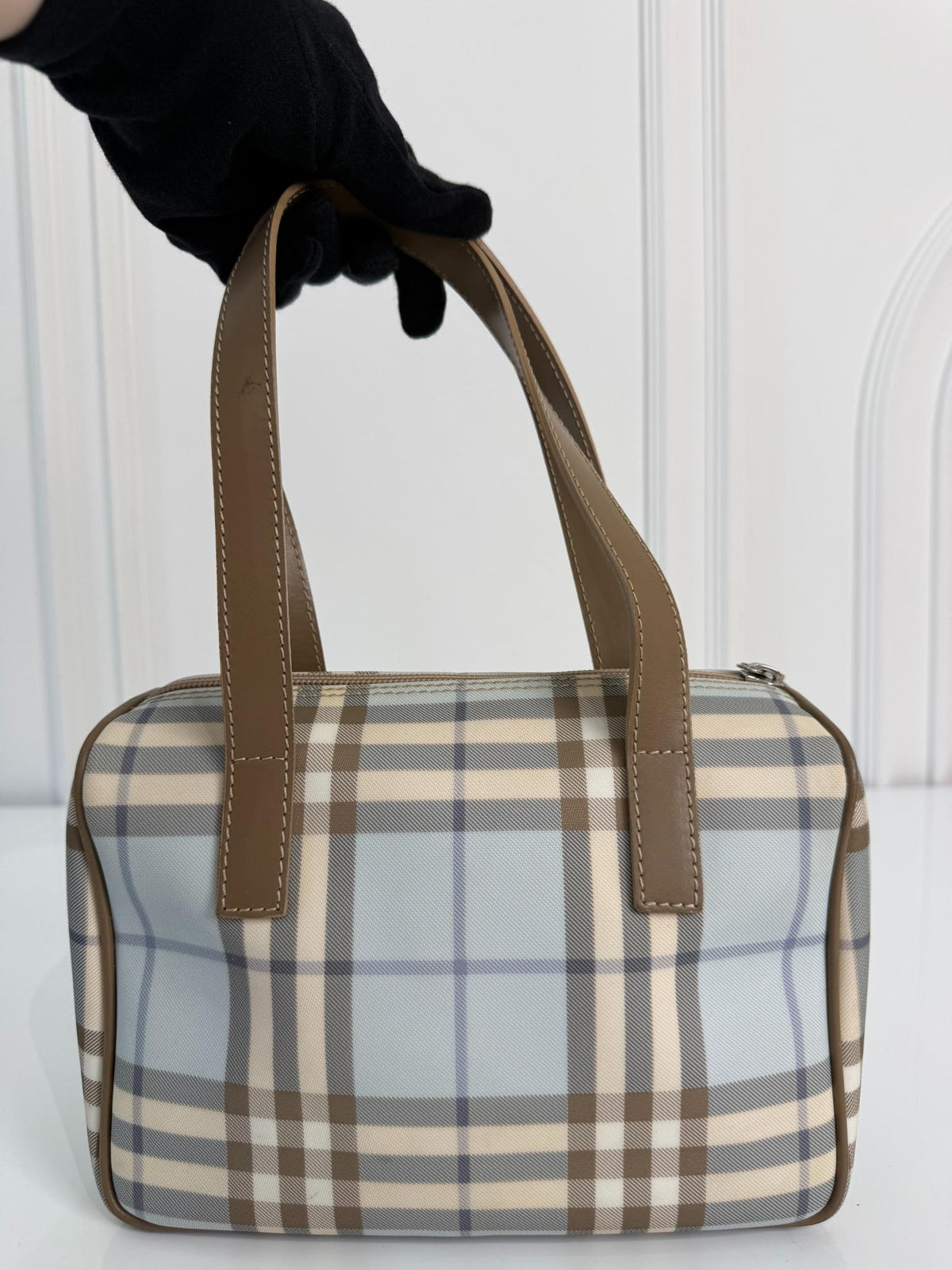 Burberry Blue/Brown Nova Check PVC Boston Bag