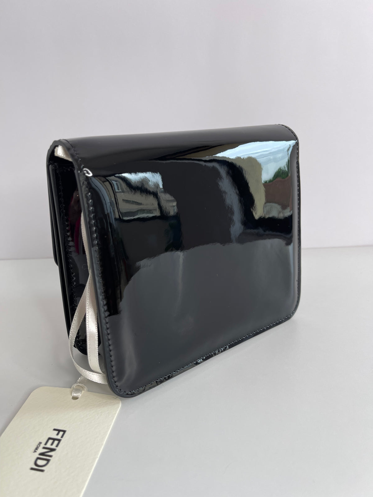 Fendi Karligraphy Black Patent Leather Crossbody Bag