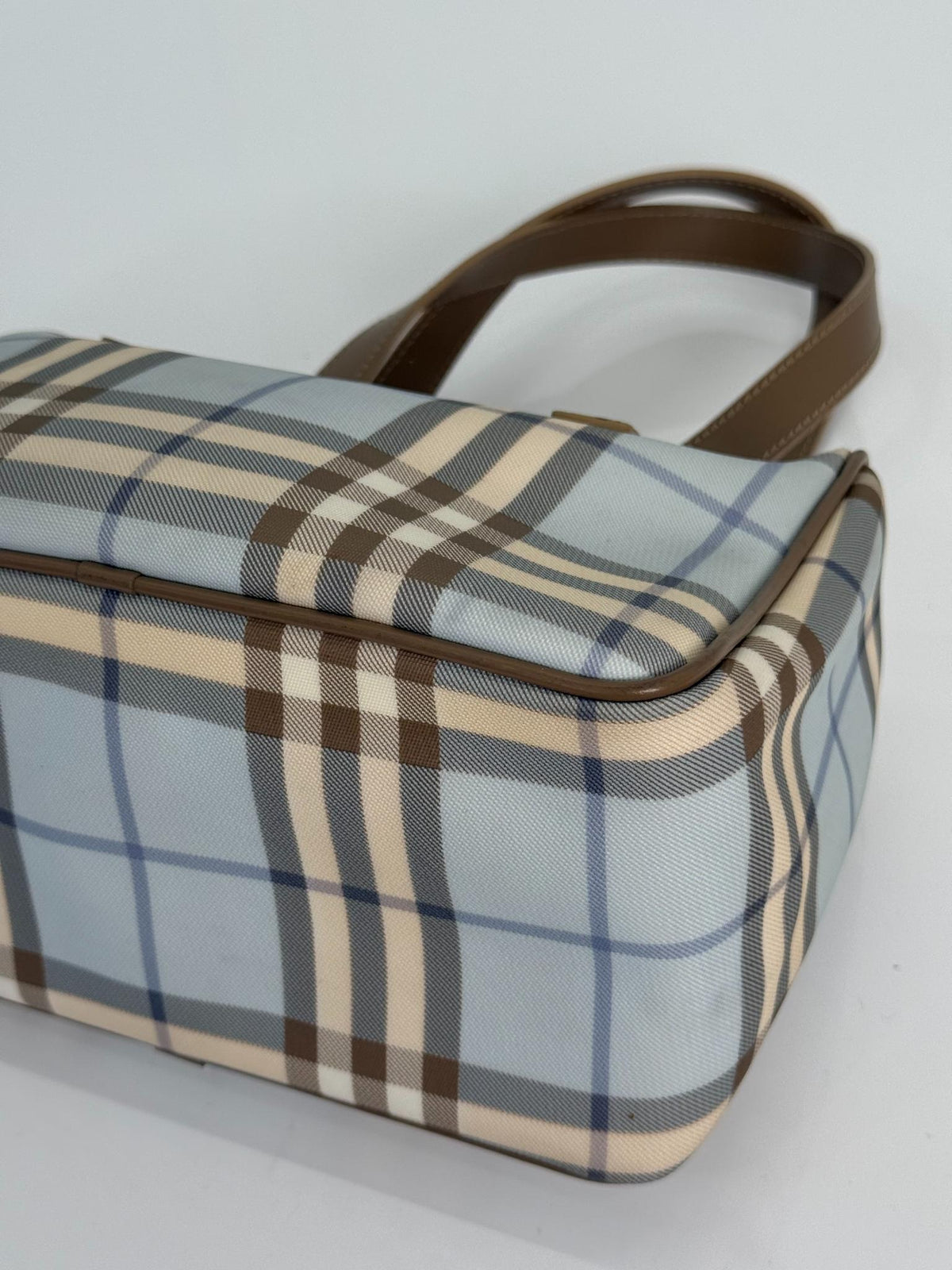 Burberry Blue/Brown Nova Check PVC Boston Bag