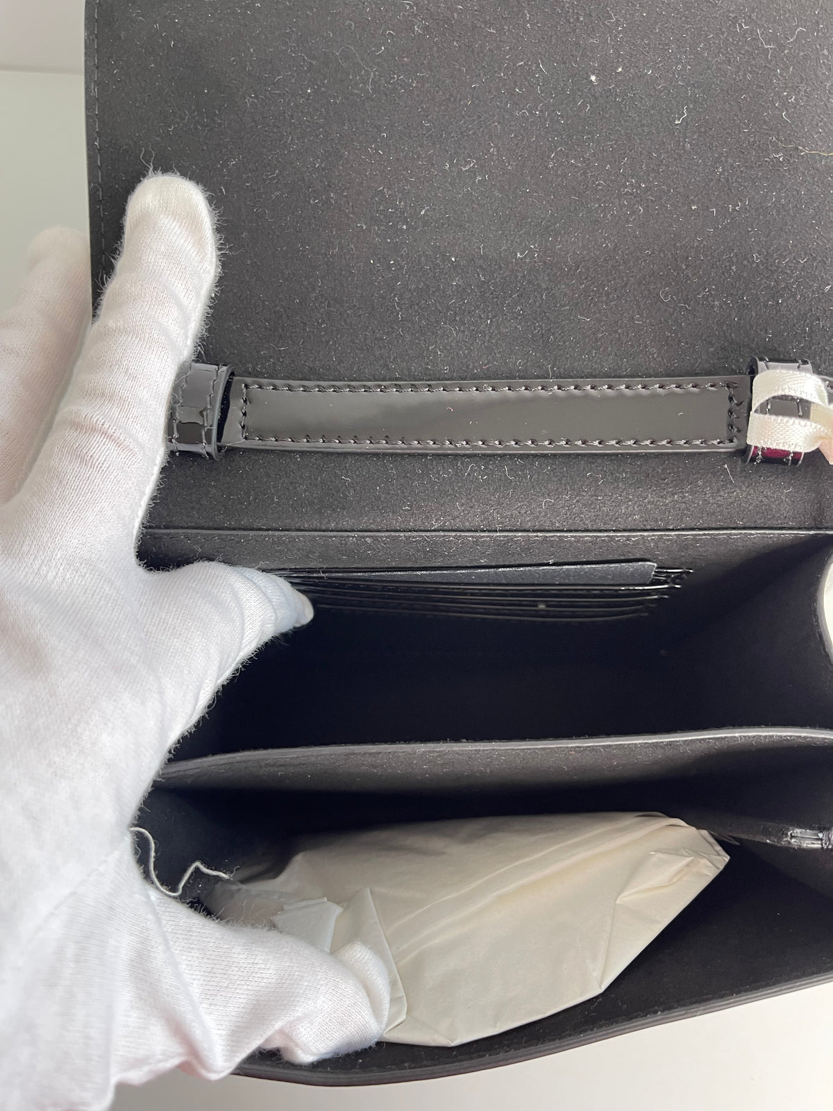 Fendi Karligraphy Black Patent Leather Crossbody Bag