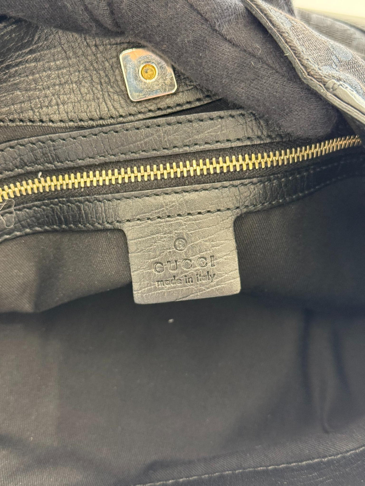 Gucci Horsebit Black GG Canvas Hasler Hobo Bag