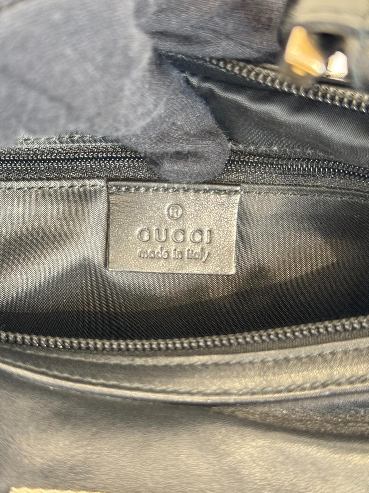 Gucci Black Leather Chain Shoulder Bag