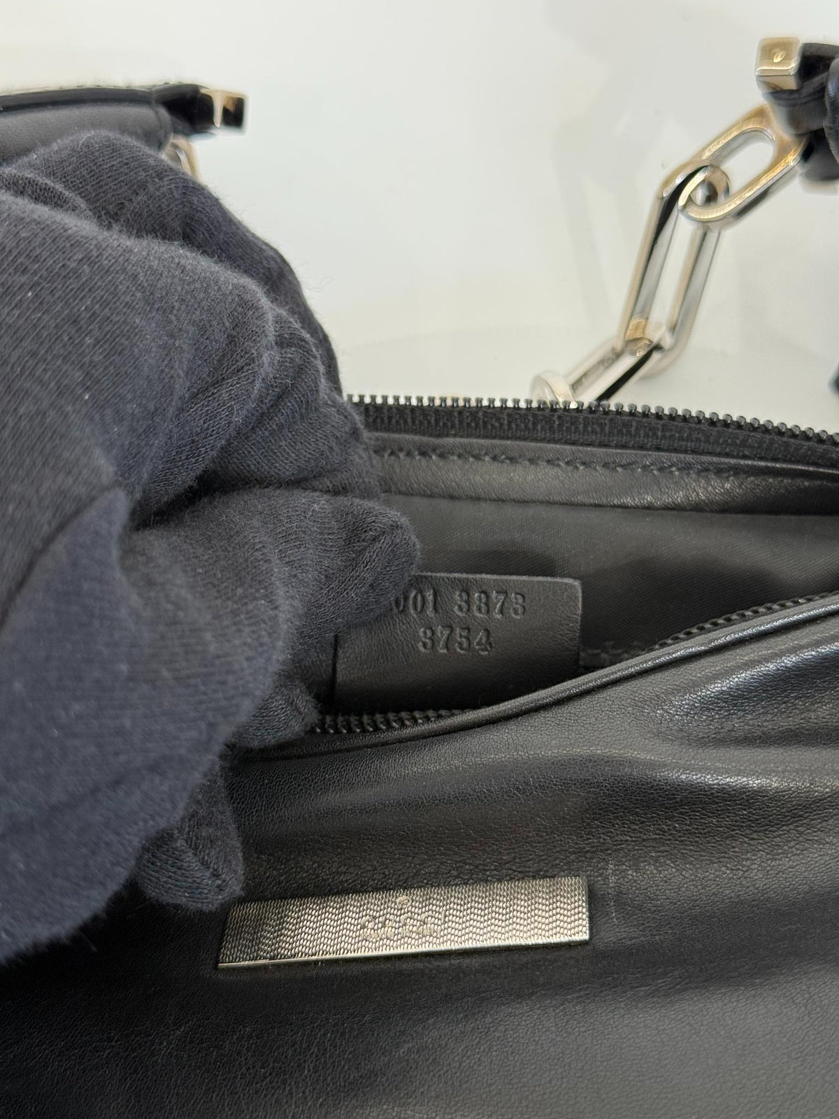 Gucci Black Leather Chain Shoulder Bag