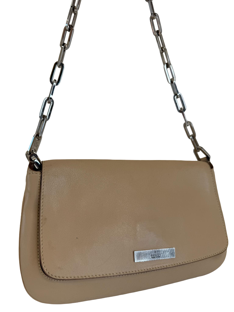 Gucci x Tom Ford Beige Leather Chain Shoulder Bag