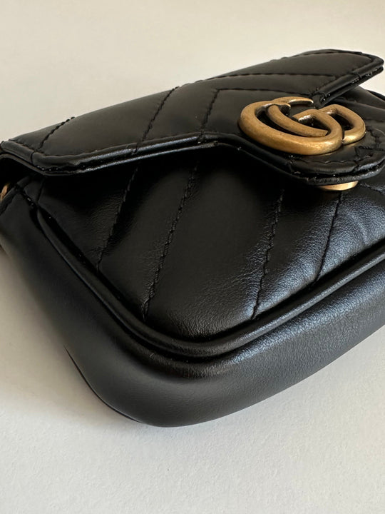 Gucci GG Marmont 2.0 Black Leather Coin Case