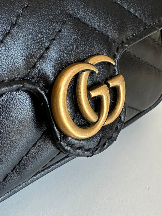 Gucci GG Marmont 2.0 Black Leather Coin Case