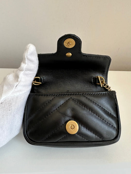 Gucci GG Marmont 2.0 Black Leather Coin Case