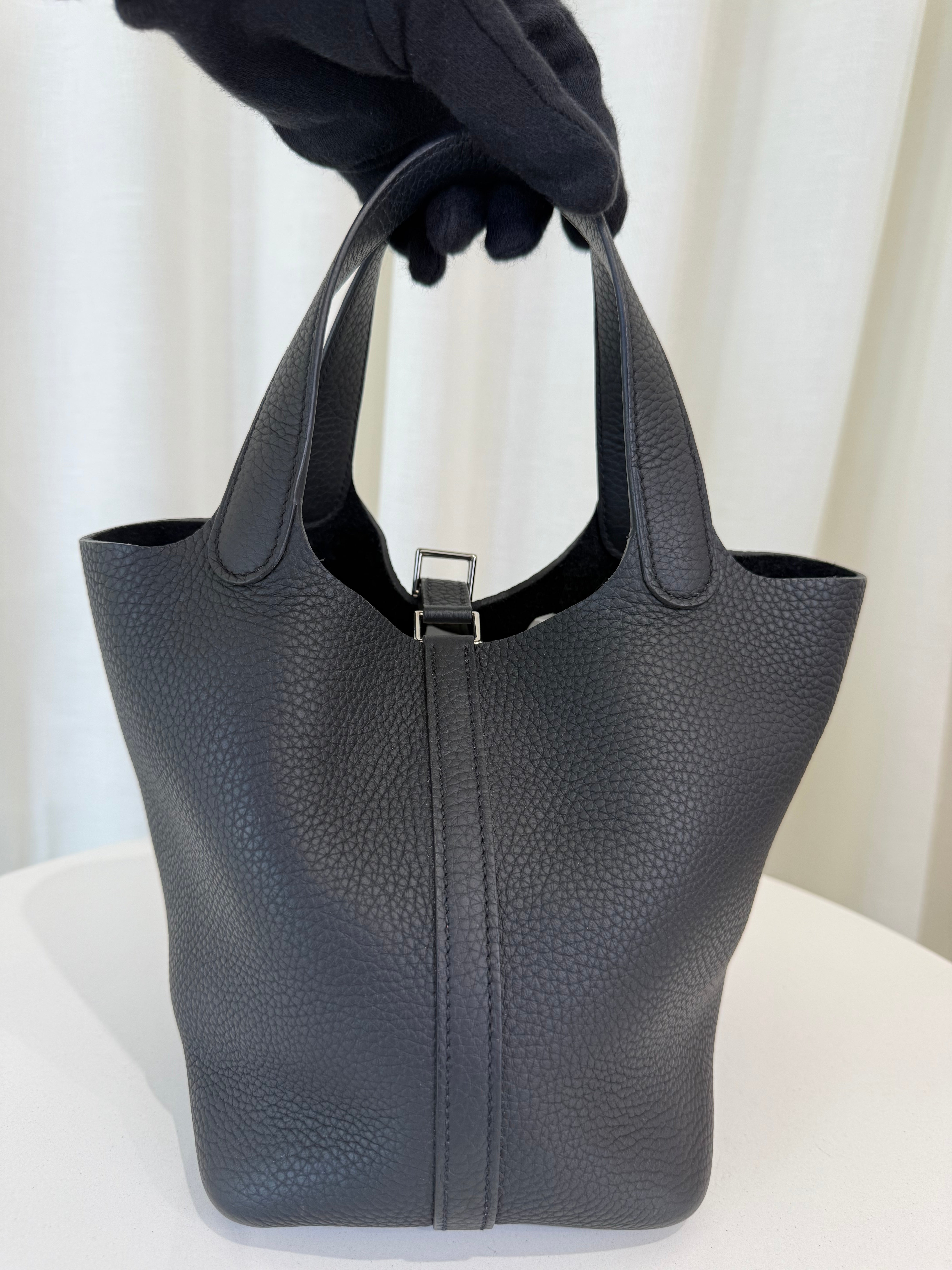 Hermès Picotin Lock 18 Black Clemence Leather PHW