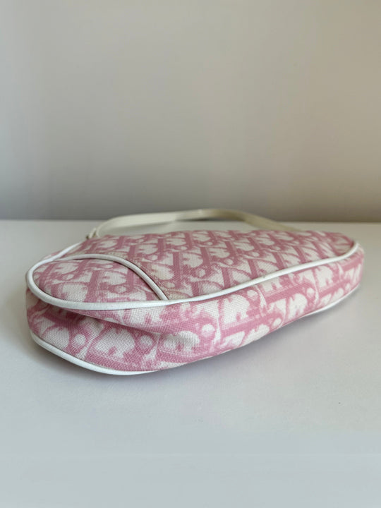 Christian Dior Pink/White Monogram Mini Saddle Bag