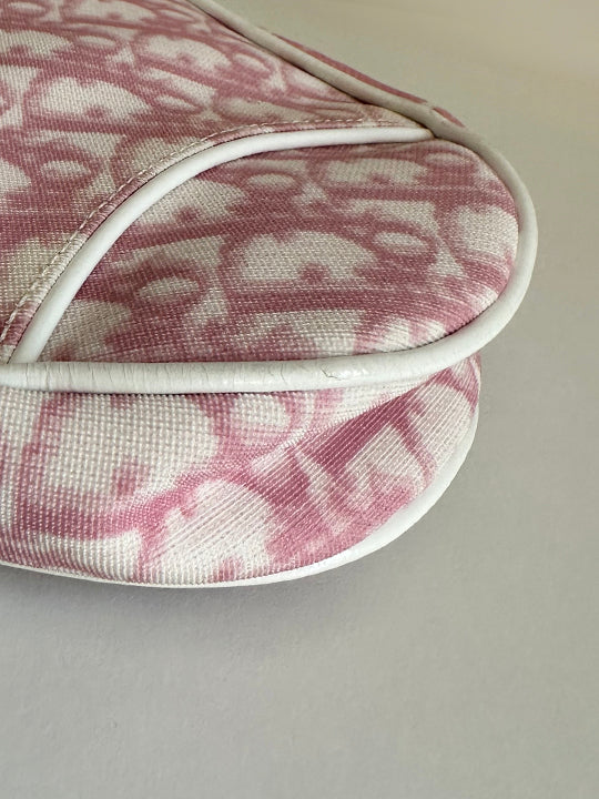 Christian Dior Pink/White Monogram Mini Saddle Bag