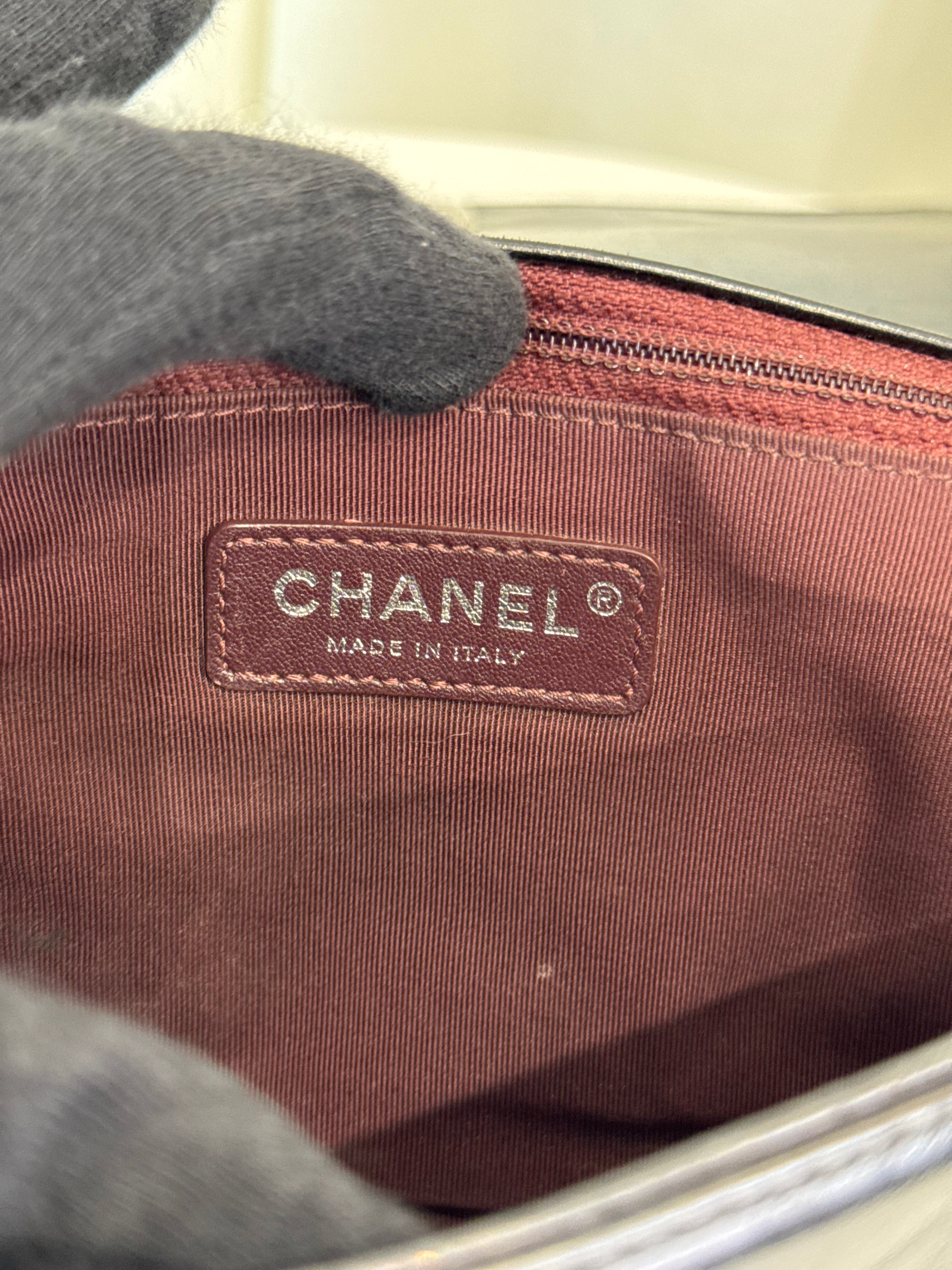 Chanel Boy New Medium Chained Quilted Glazed Calfskin Flap Bag