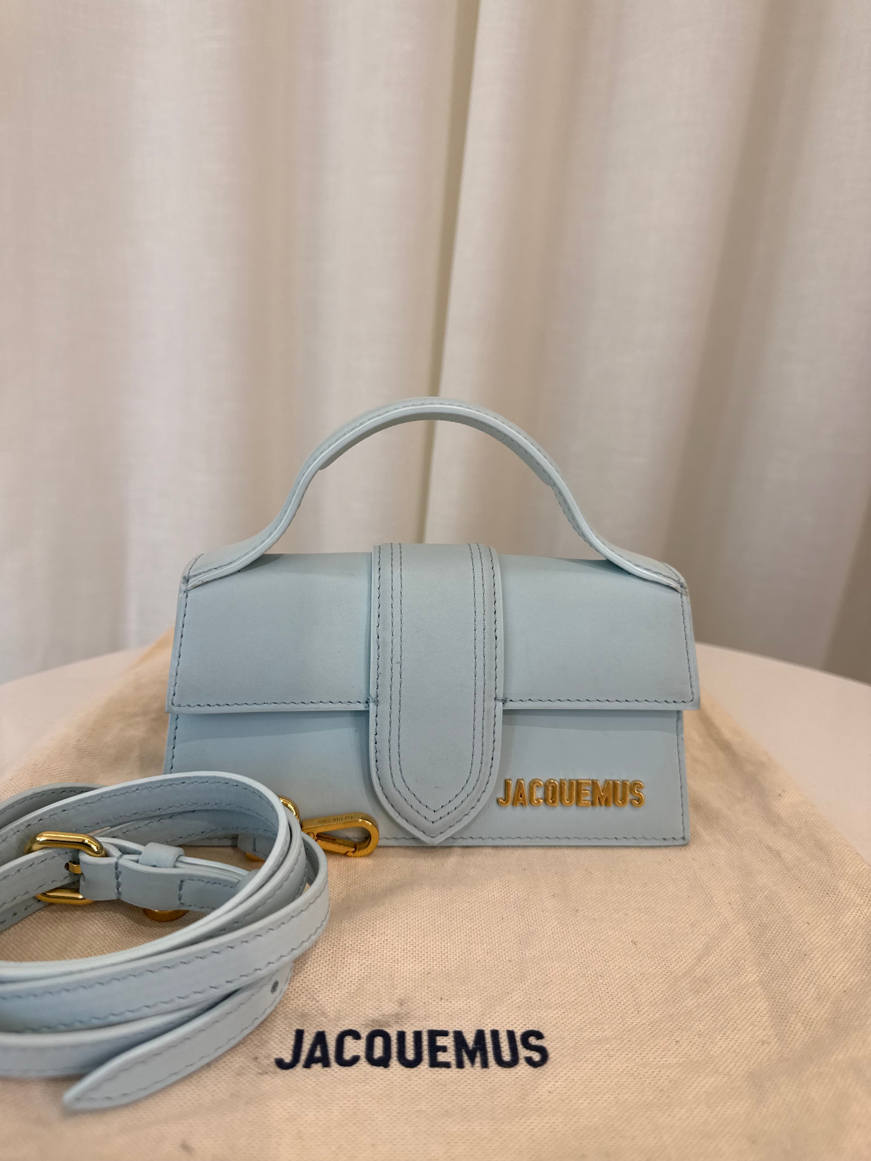 Jacquemus Le Bambino Mini Light Blue Nubuck Leather Top Handle Bag