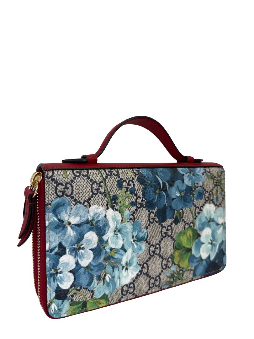 Gucci GG Supreme Blooms Zip Around Organizer