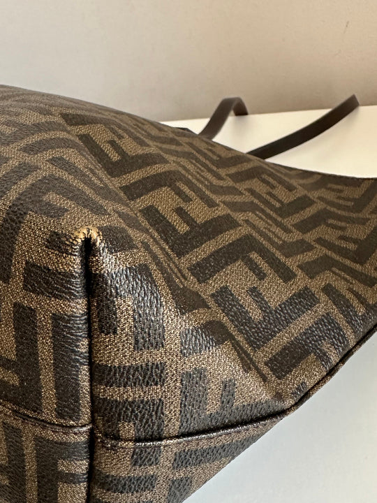 Fendi Brown Zucca FF Roll Small Tote Bag
