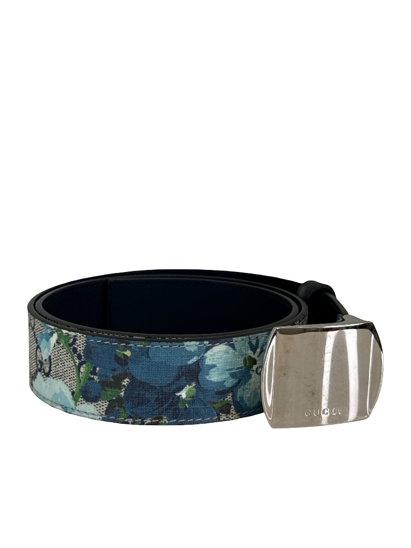 Gucci GG Supreme Blue Blooms Belt