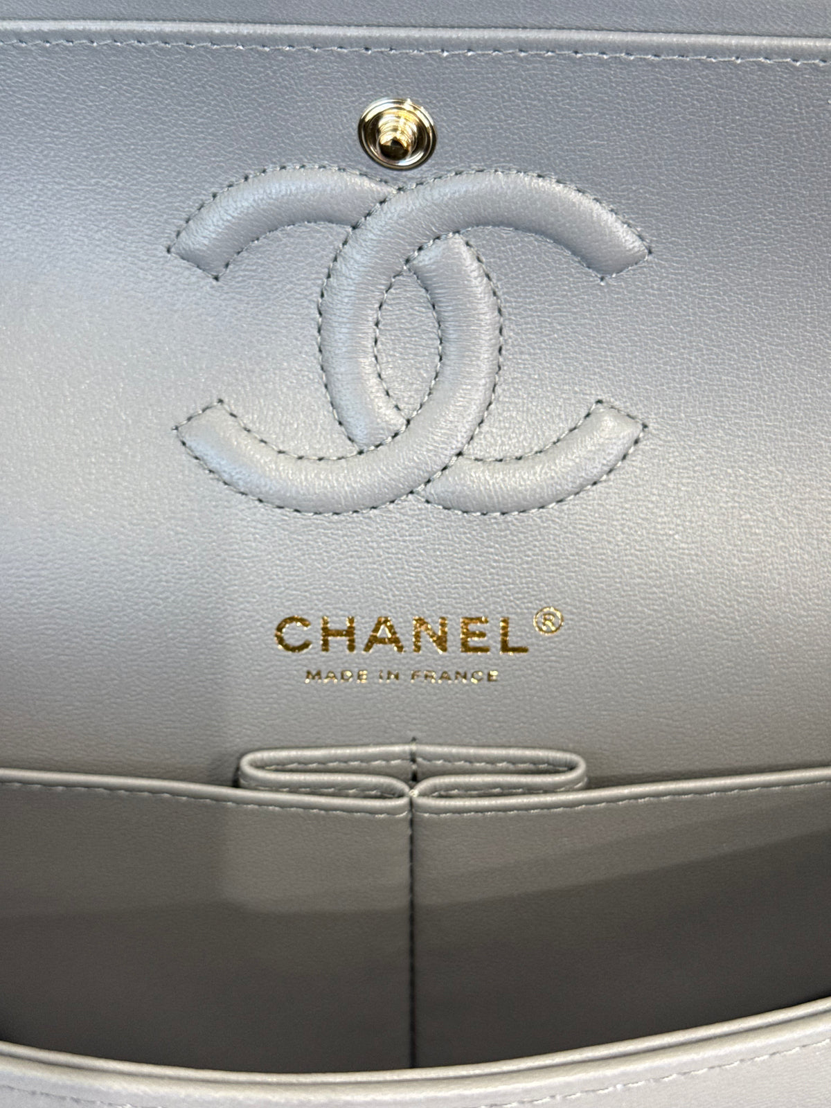 Chanel Small Classic Grey Lambskin Double Flap Bag