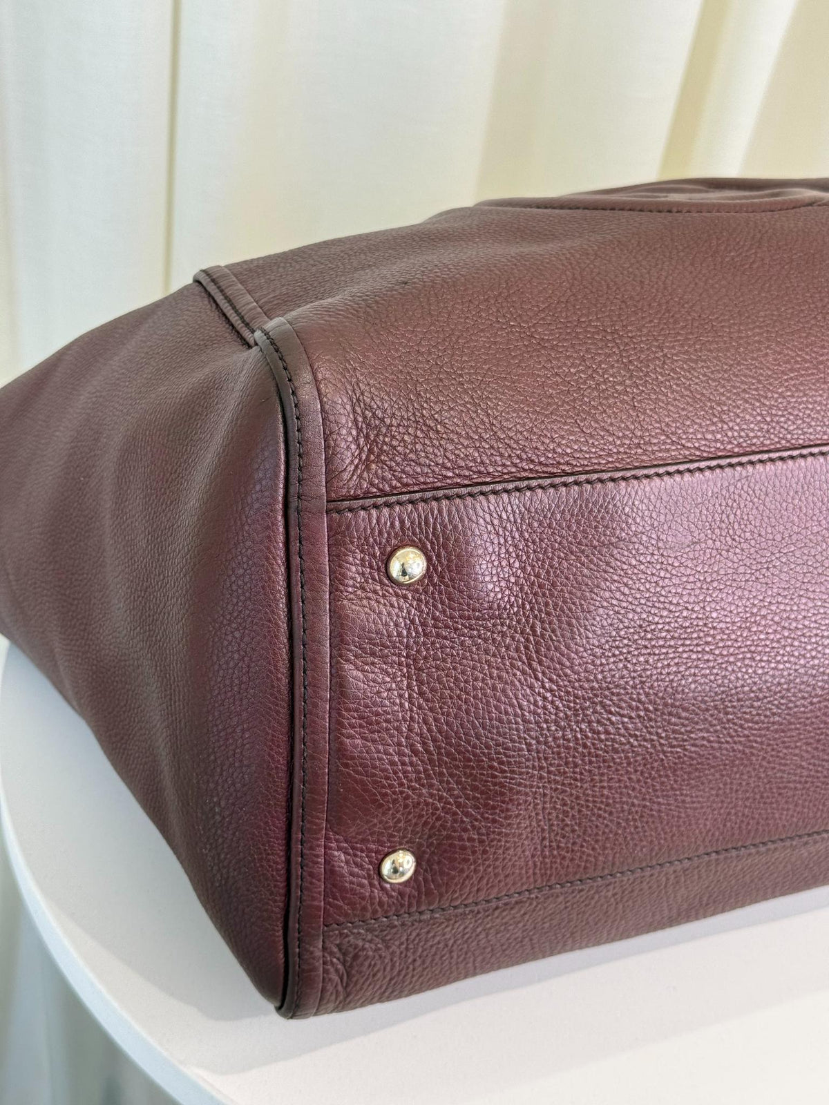 Gucci Burgundy Pebbled Leather Large Soho XL Tote Bag