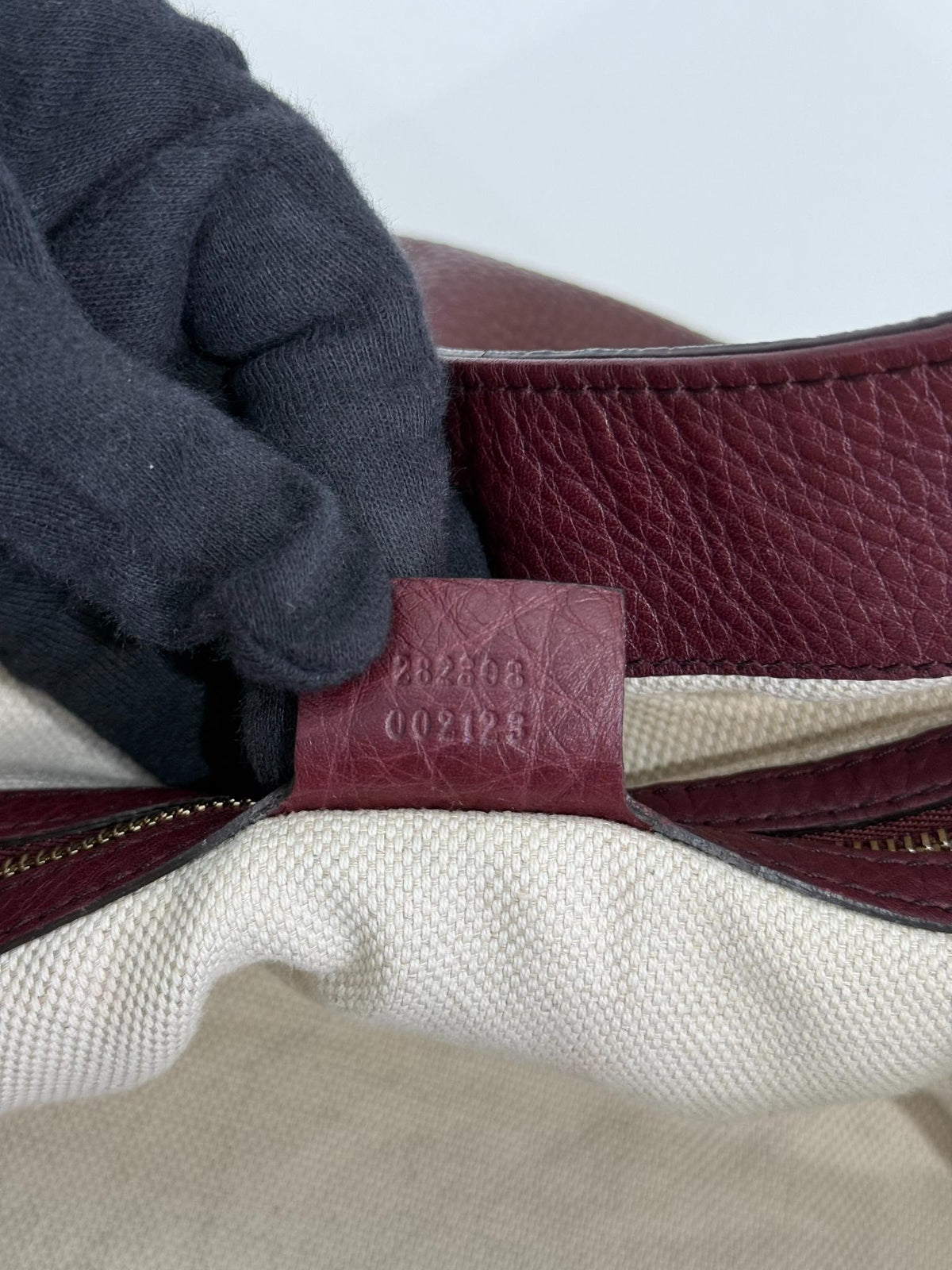Gucci Burgundy Pebbled Leather Large Soho XL Tote Bag
