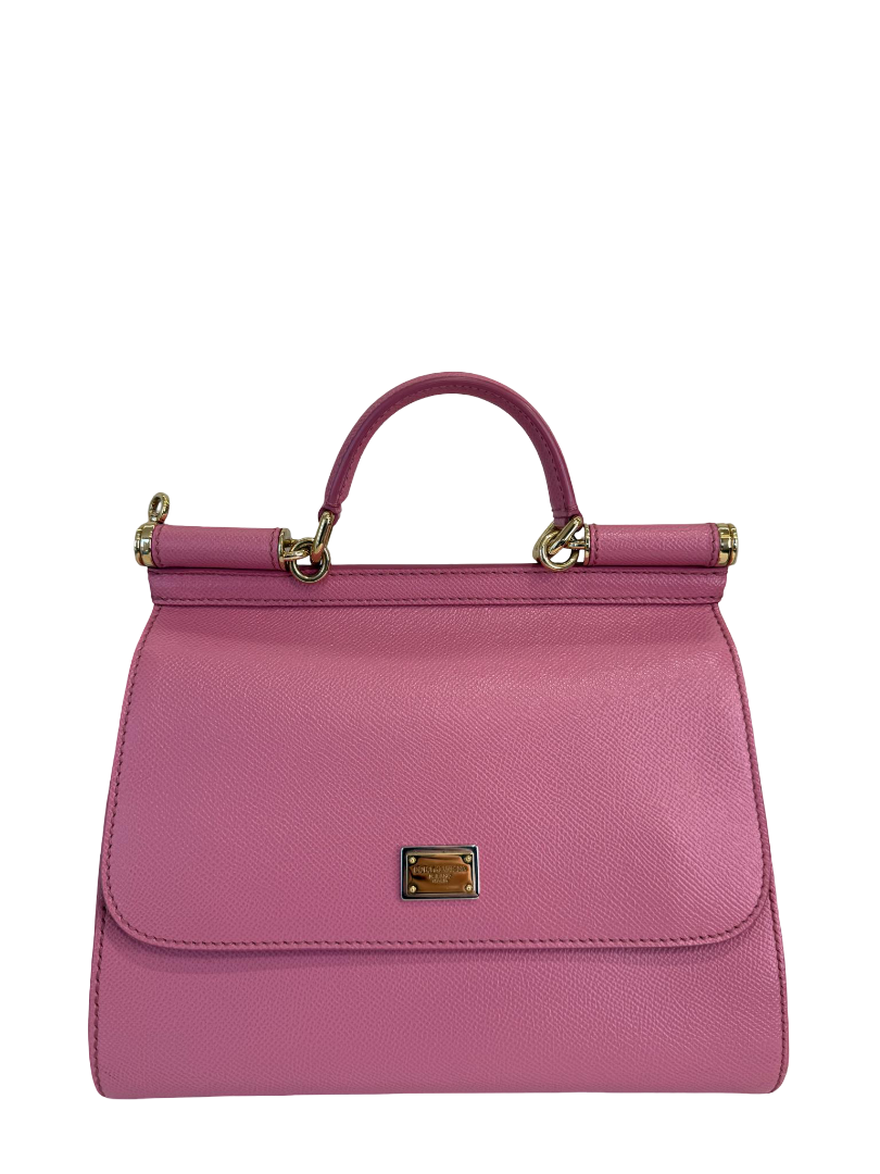 Dolce Gabbana Pink Dauphine Leather Medium Miss Sicily Top Handle Bag