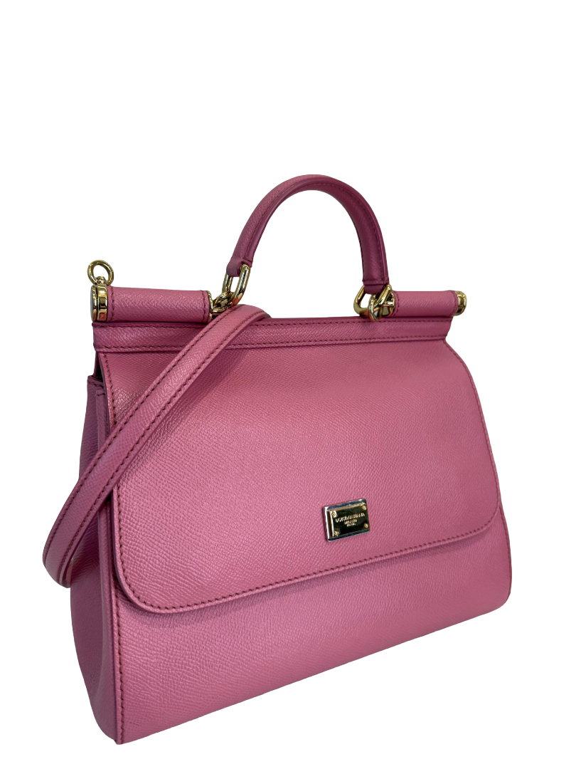 Dolce Gabbana Pink Dauphine Leather Medium Miss Sicily Top Handle Bag