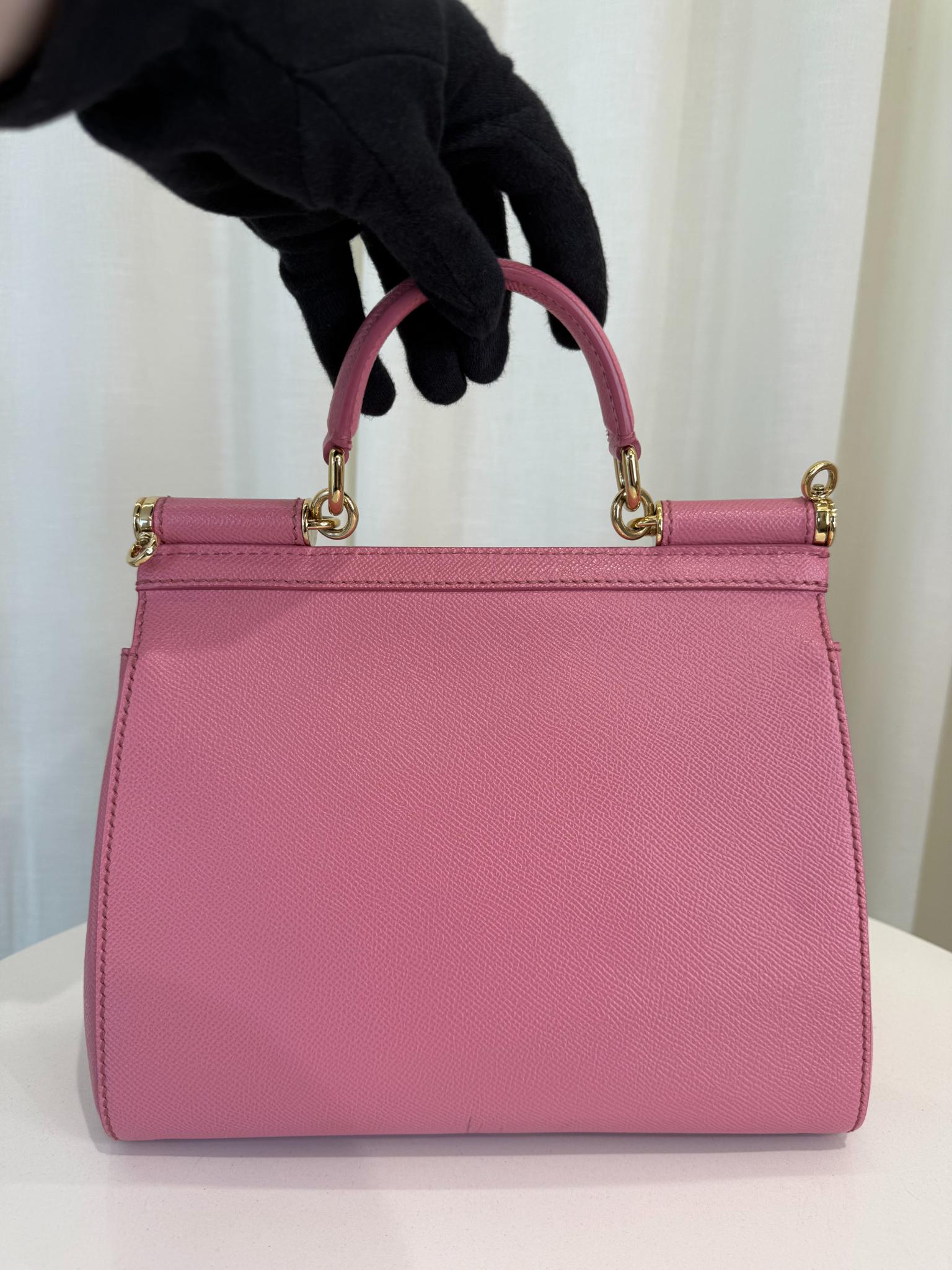 Dolce Gabbana Pink Dauphine Leather Medium Miss Sicily Top Handle Bag