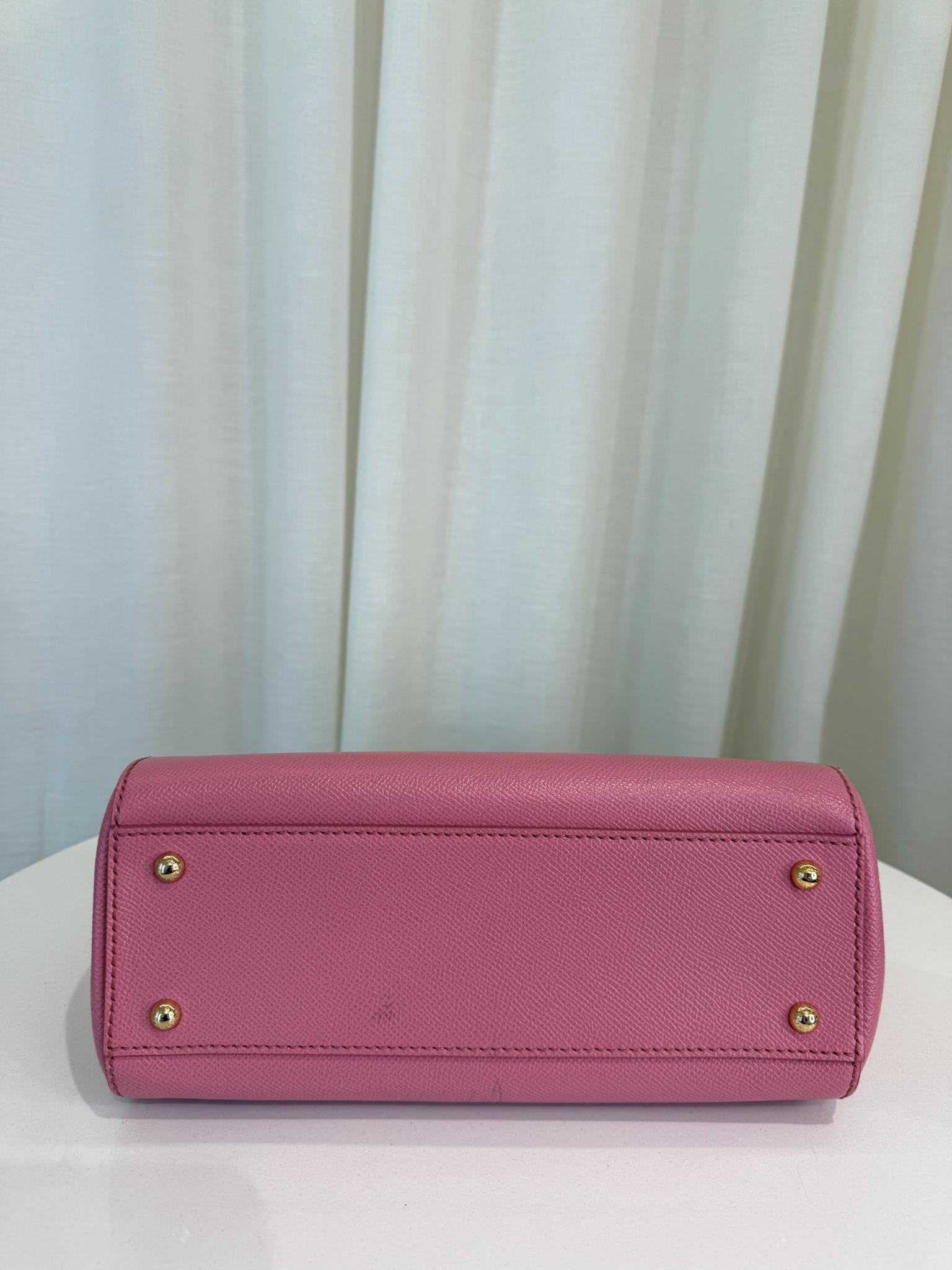 Dolce Gabbana Pink Dauphine Leather Medium Miss Sicily Top Handle Bag