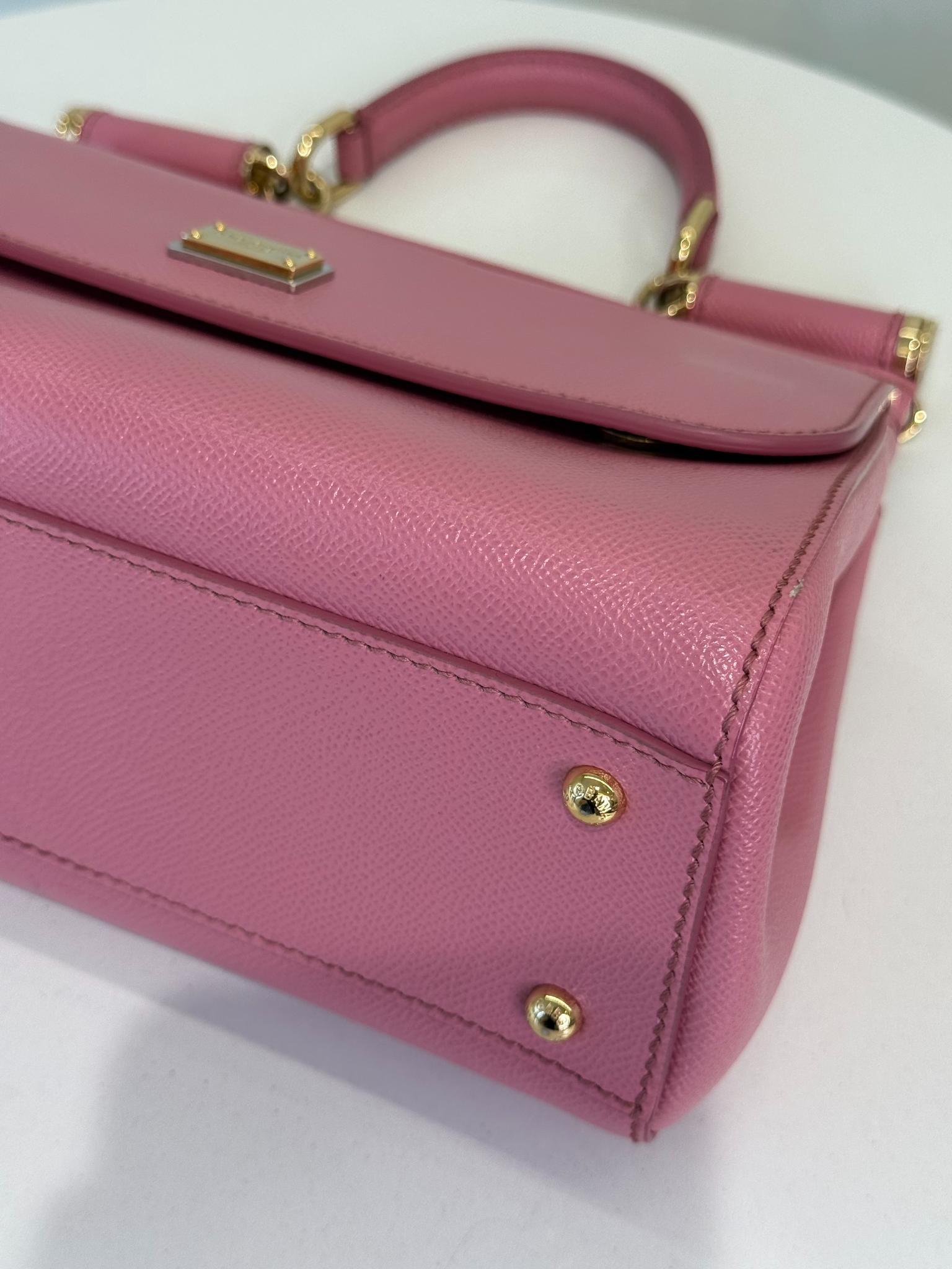 Dolce Gabbana Pink Dauphine Leather Medium Miss Sicily Top Handle Bag