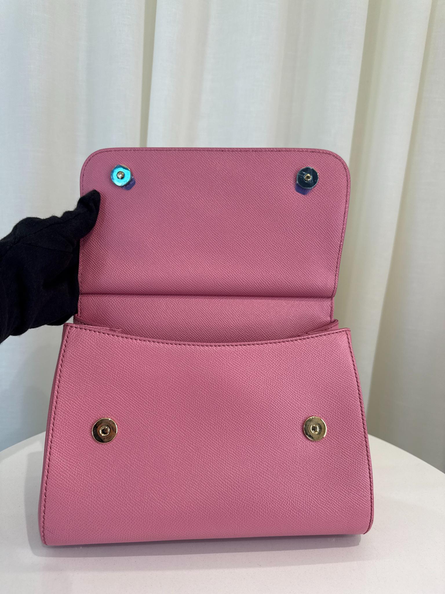 Dolce Gabbana Pink Dauphine Leather Medium Miss Sicily Top Handle Bag