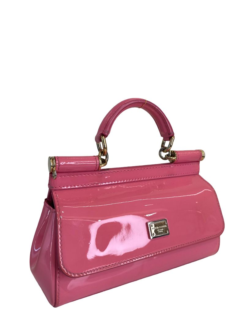 Dolce Gabbana Glossy Pink Old Small Miss Sicily Top Handle Bag