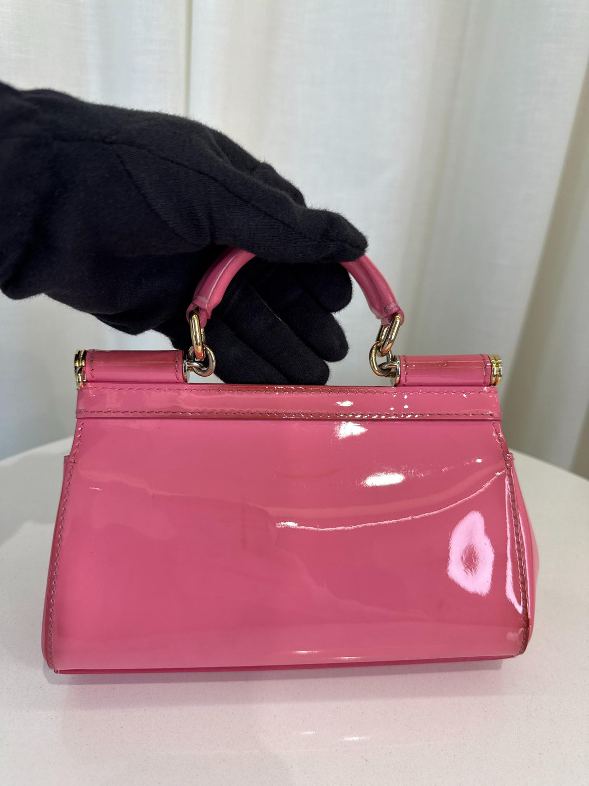 Dolce Gabbana Glossy Pink Old Small Miss Sicily Top Handle Bag