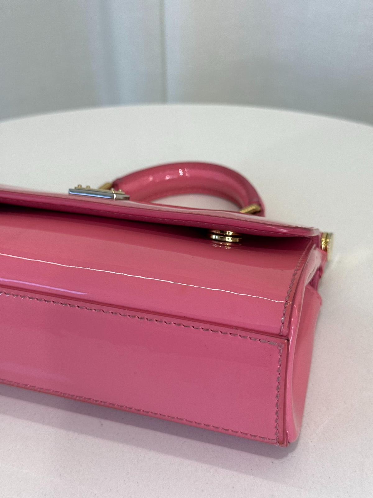 Dolce Gabbana Glossy Pink Old Small Miss Sicily Top Handle Bag