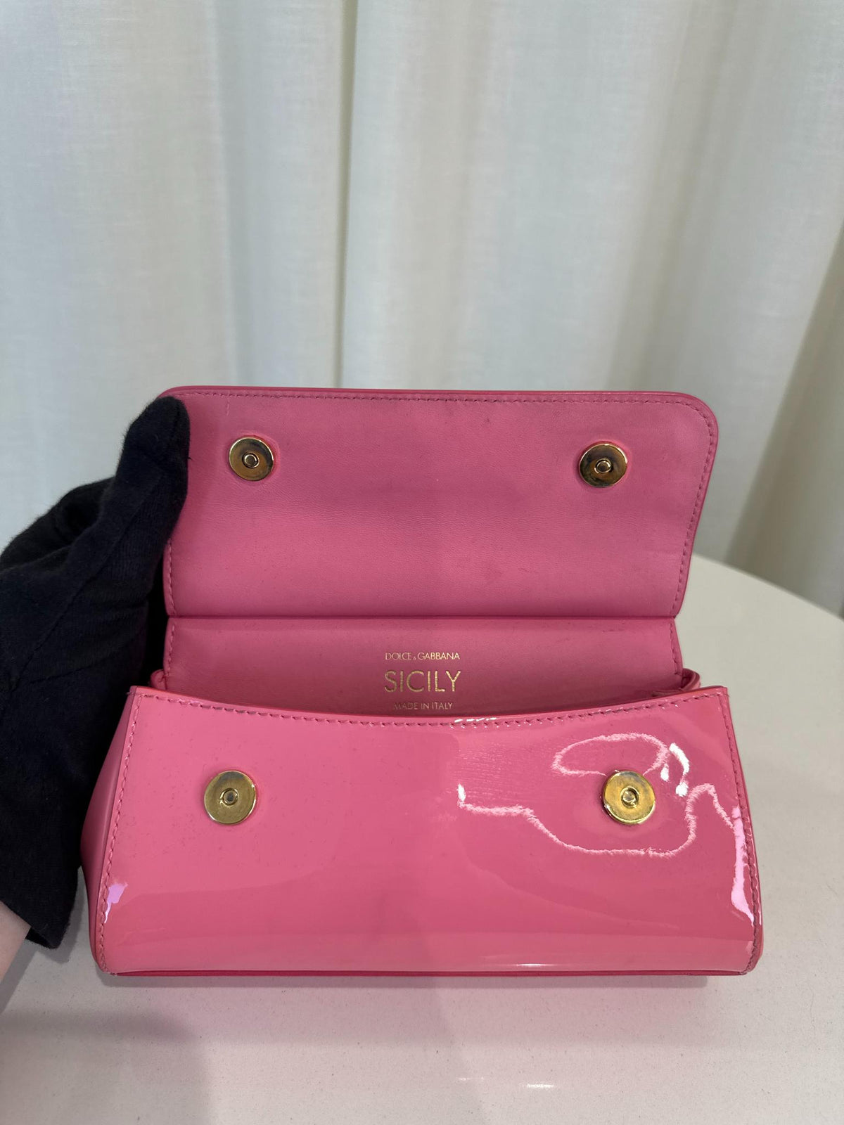 Dolce Gabbana Glossy Pink Old Small Miss Sicily Top Handle Bag