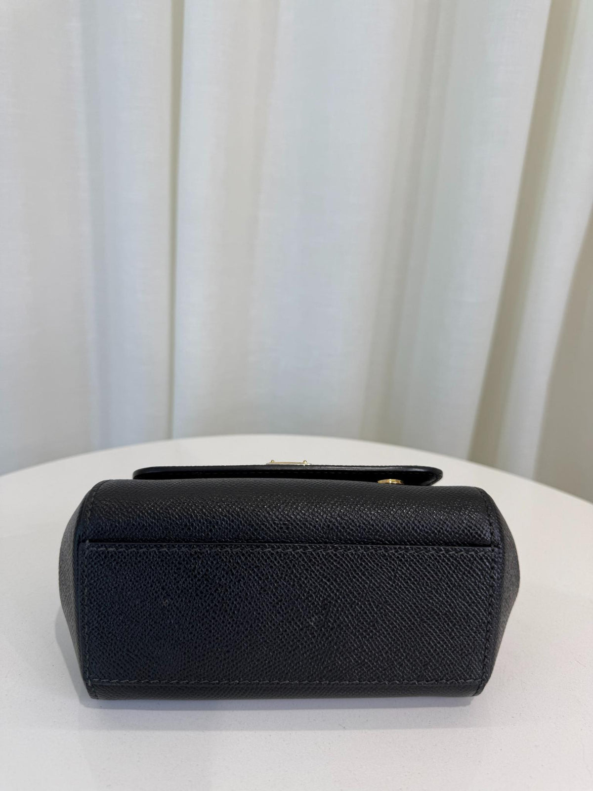 Dolce Gabbana Black Dauphine Leather Mini Miss Sicily Top Handle Bag