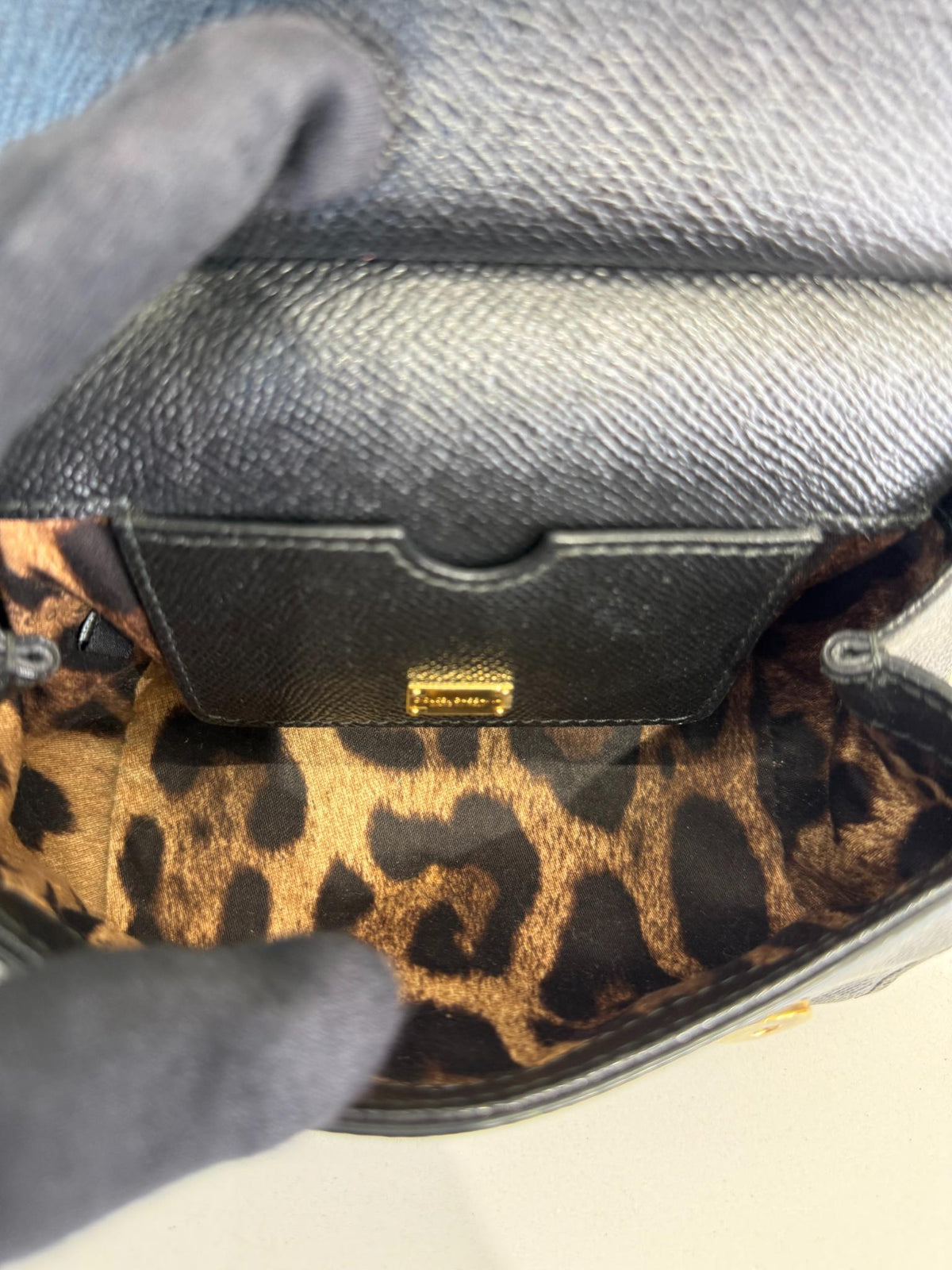 Dolce Gabbana Black Dauphine Leather Mini Miss Sicily Top Handle Bag