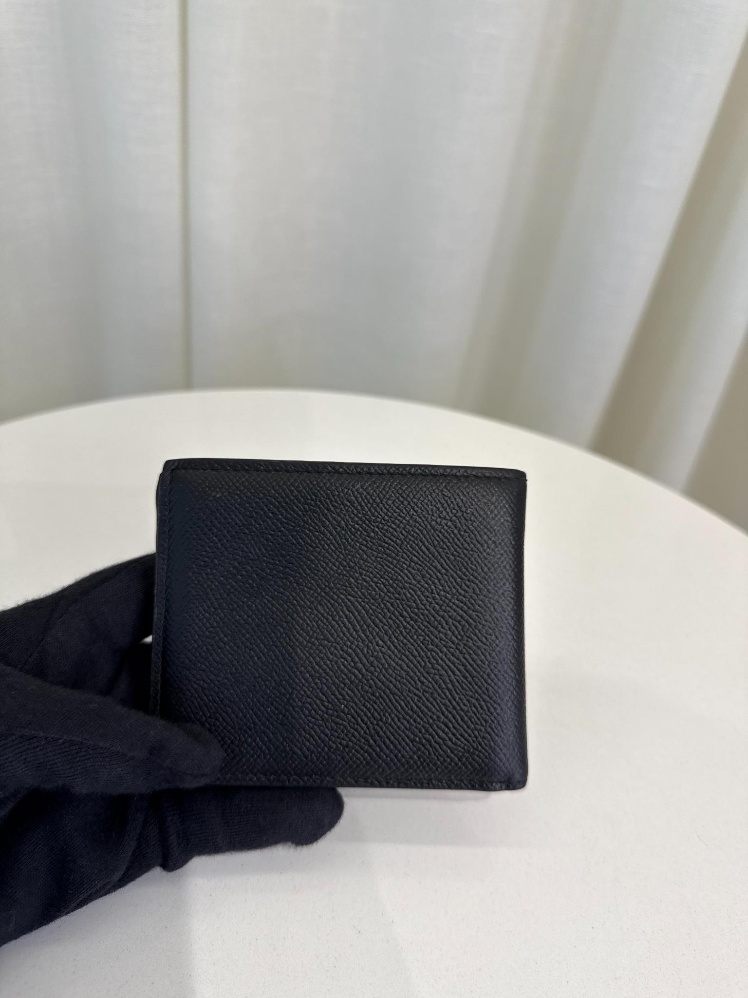 Dolce Gabbana Black Leather Logo Plaque Bifold Wallet