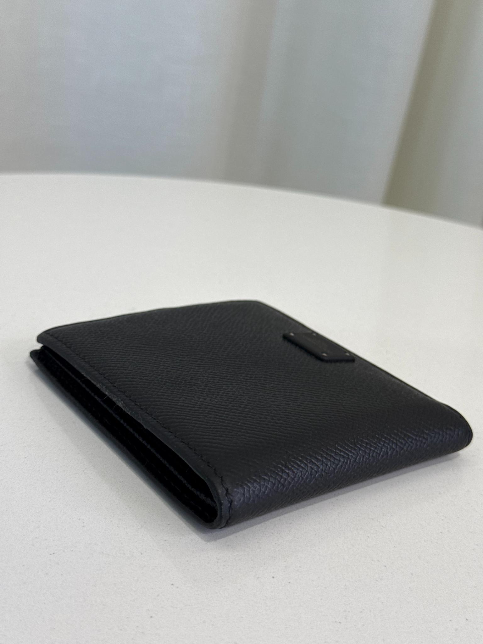 Dolce Gabbana Black Leather Logo Plaque Bifold Wallet