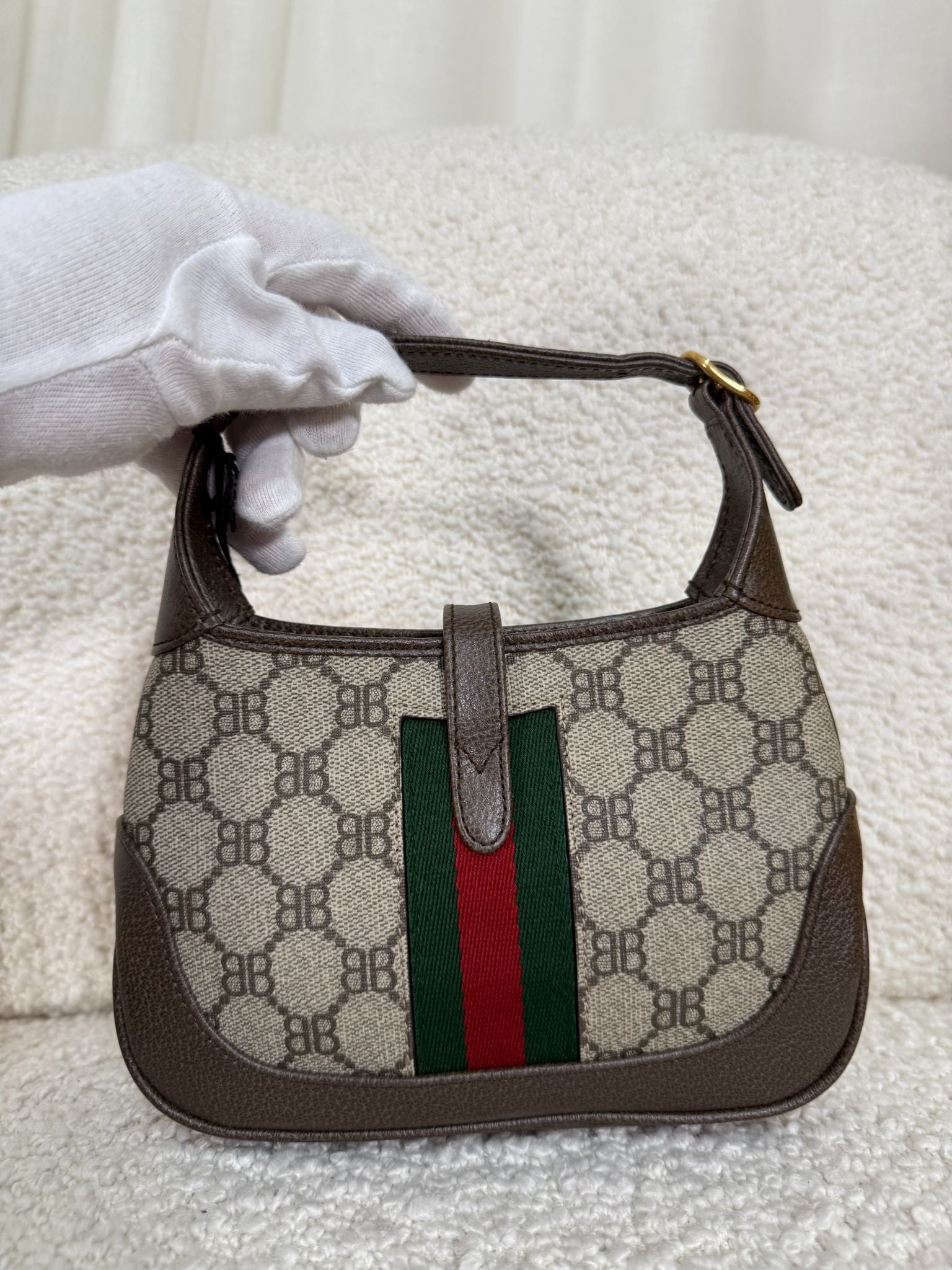 Balenciaga x Gucci Beige/Ebony Coated Canvas/Leather The Hacker Project 1961 Mini Jackie Bag