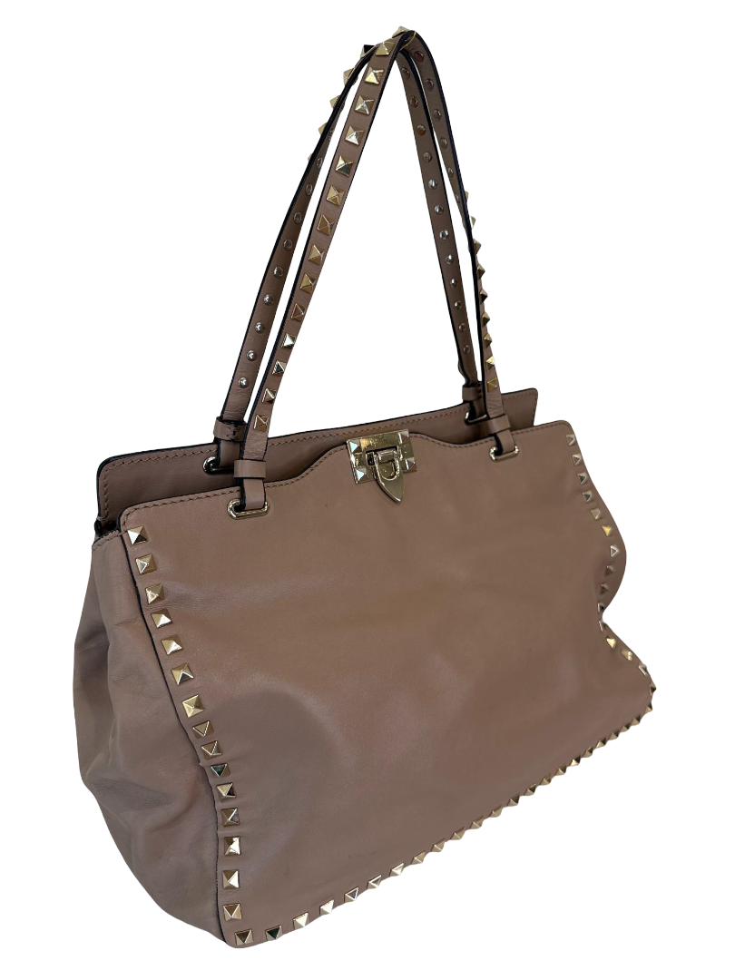 Valentino Garavani Medium Rockstud Tote Bag Beige