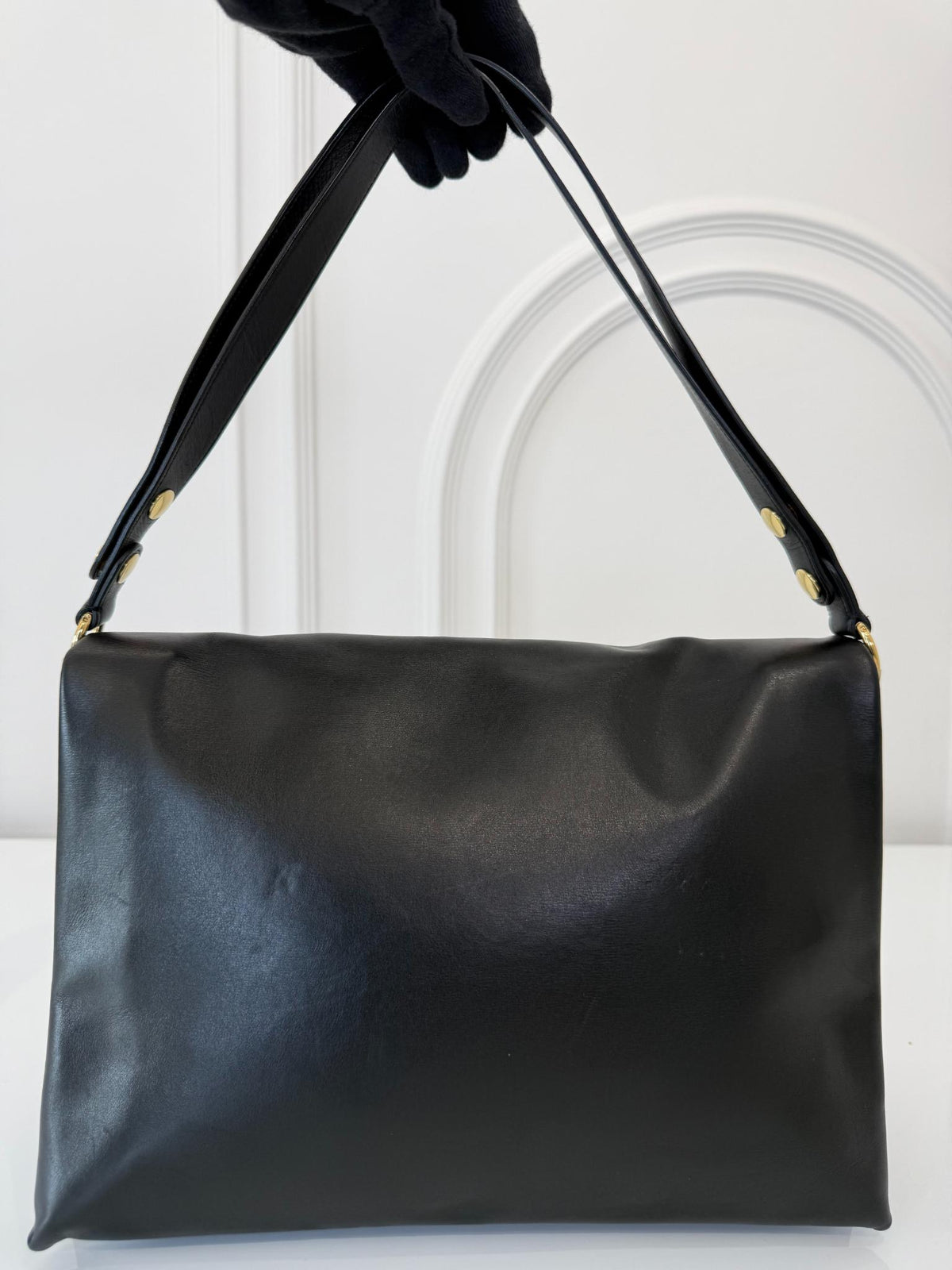Celine Black Smooth Calfskin Blade Flap Bag