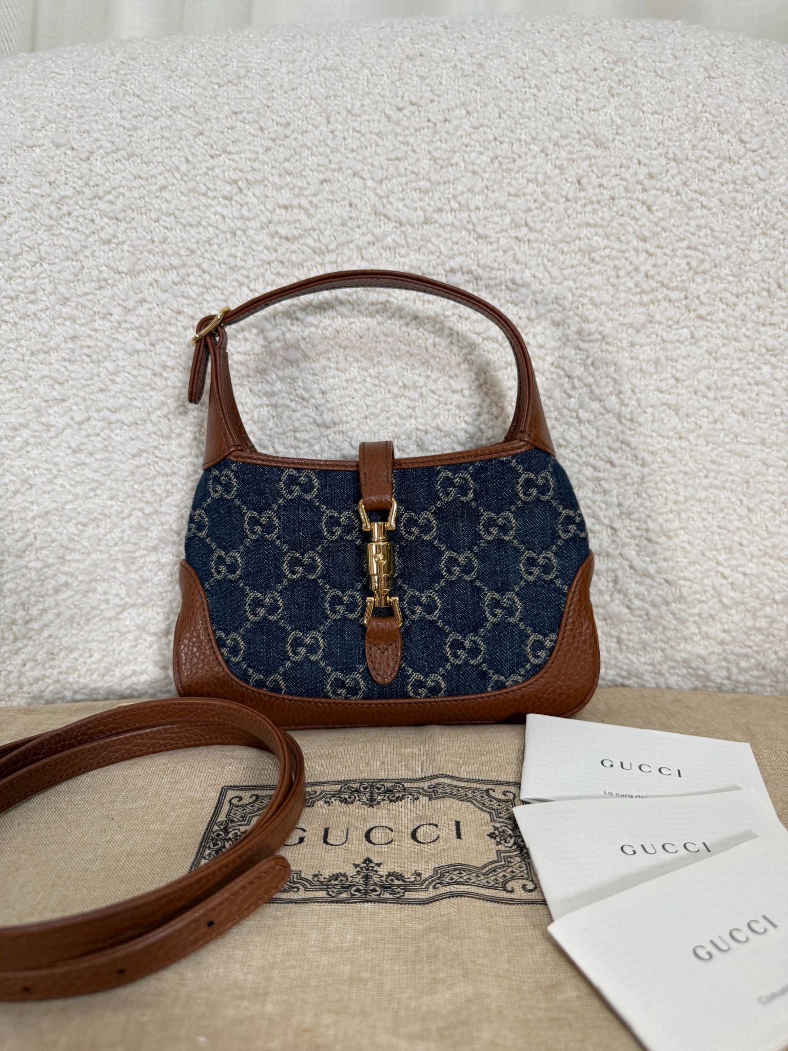 Gucci Mini Jackie 1961 GG Denim Hobo Bag