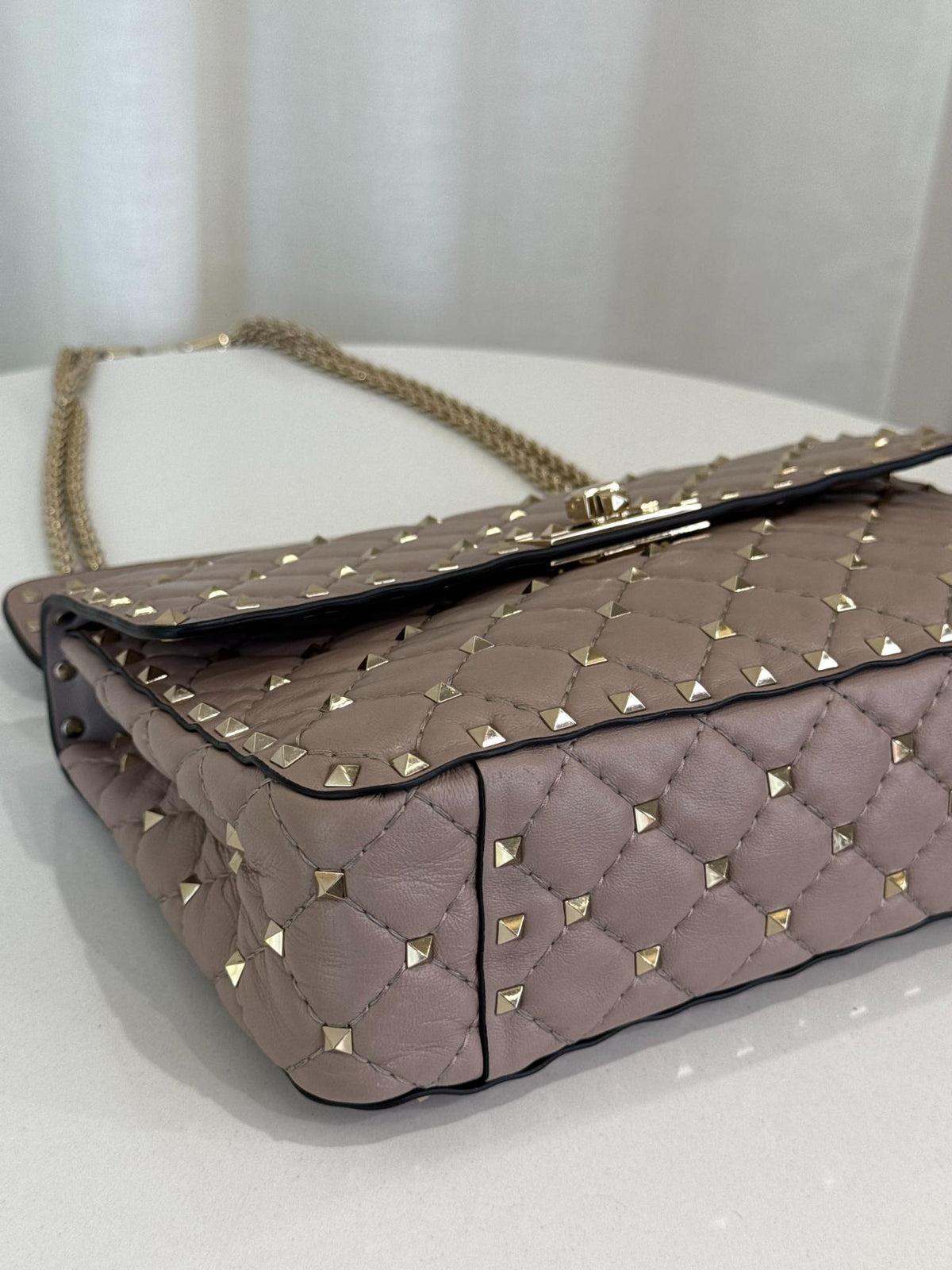 Valentino Garavani Medium Rockstud Spike Quilted Bag Poudre