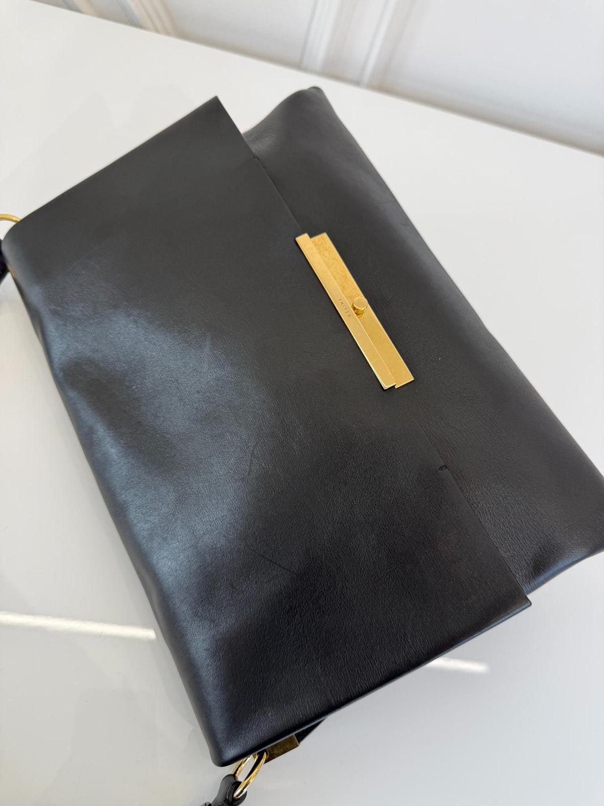 Celine Black Smooth Calfskin Blade Flap Bag