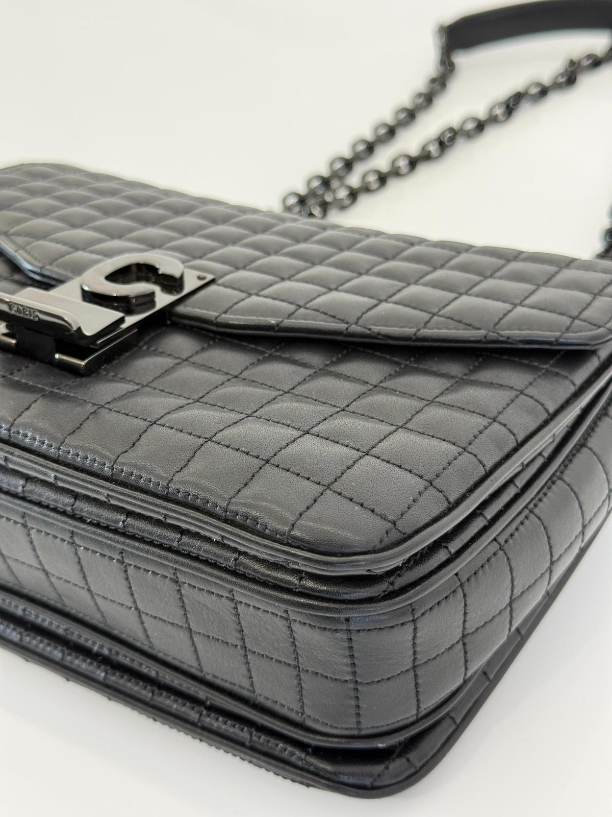 Celine Medium C Bag Black Quilted Calfskin Leather