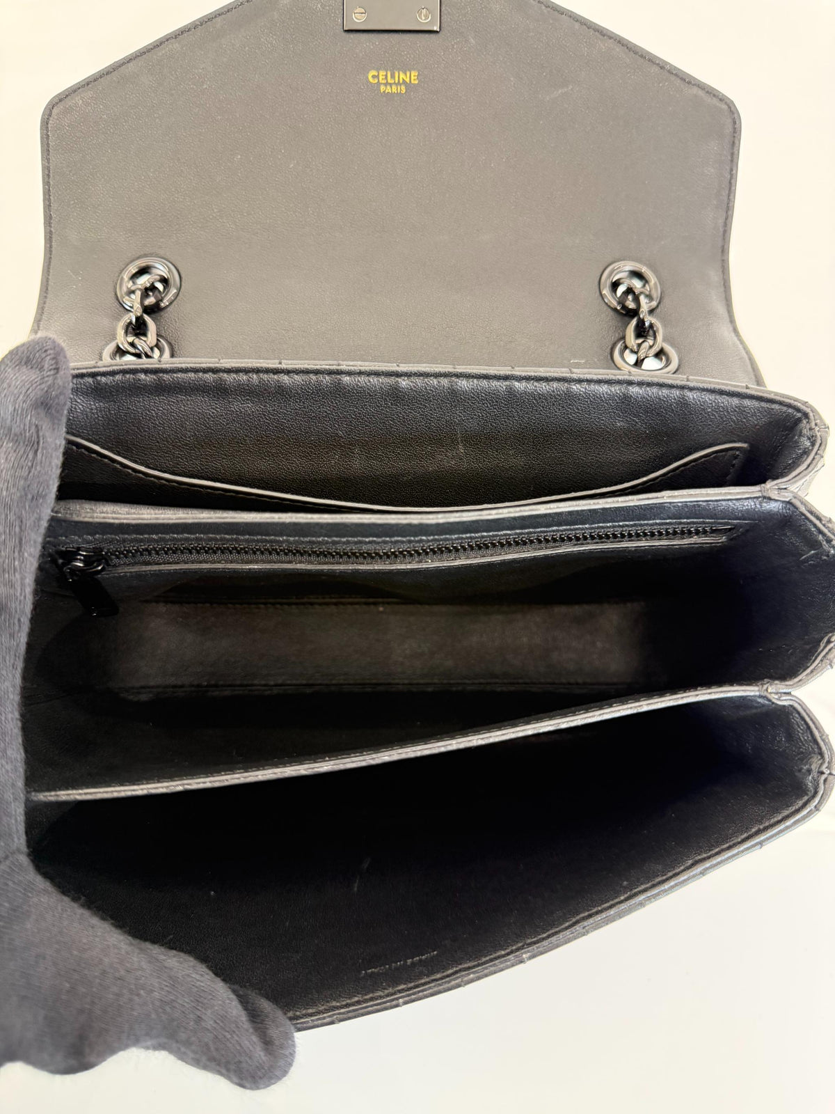 Celine Medium C Bag Black Quilted Calfskin Leather