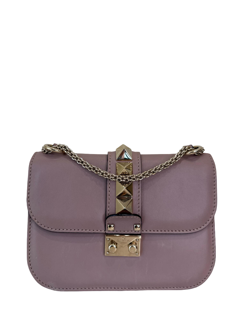 Valentino Garavani Small Rockstud Glam Lock Shoulder Bag Dusty Pink