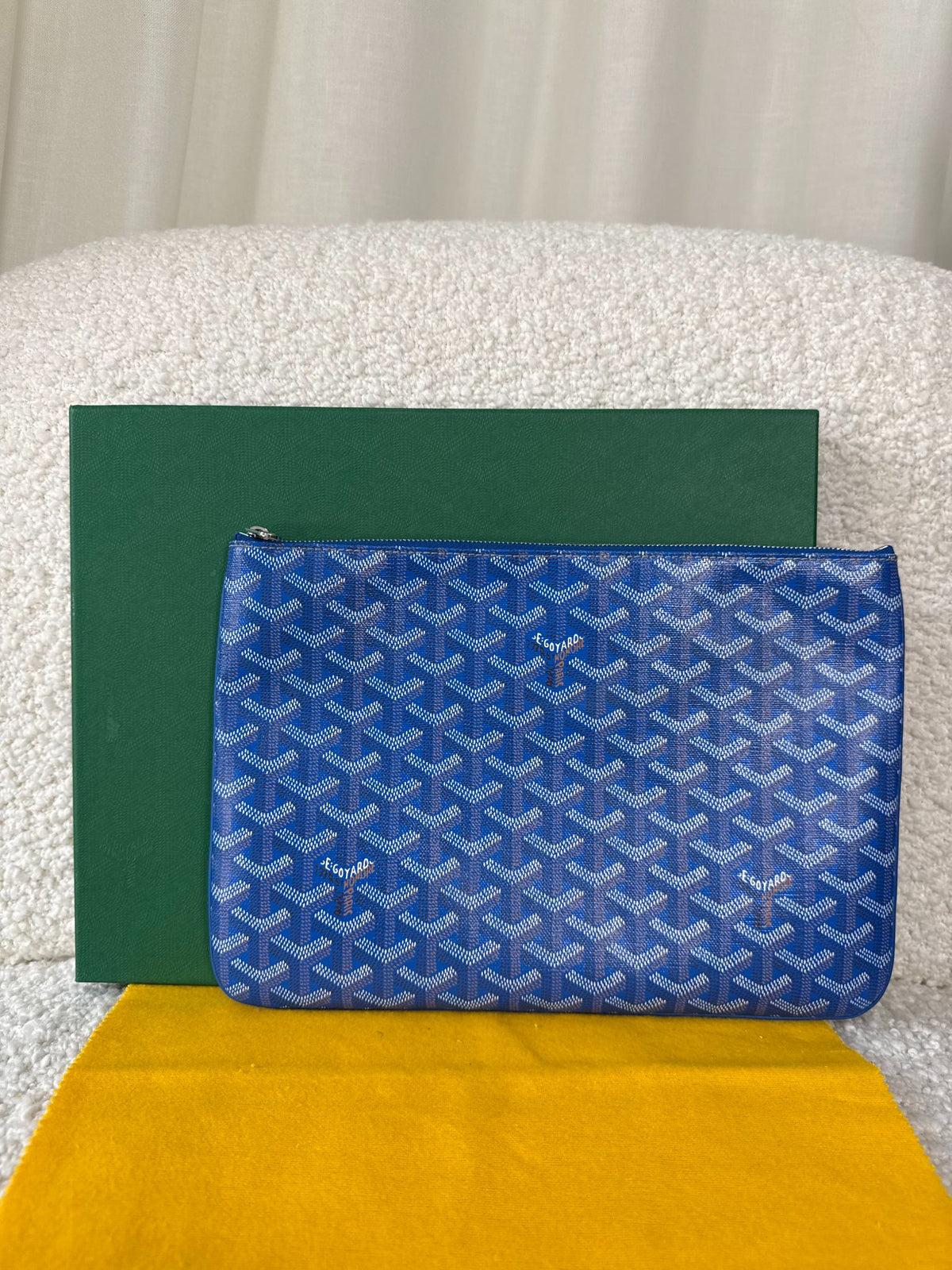 Goyard Senat MM Blue Goyardine Canvas Pouch