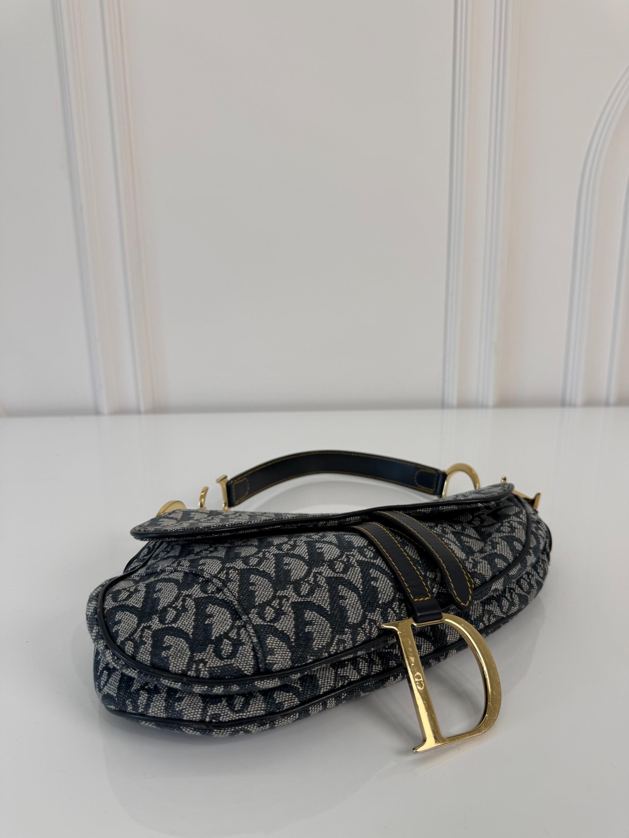 Christian Dior Vintage Saddle Blue Trotter Oblique