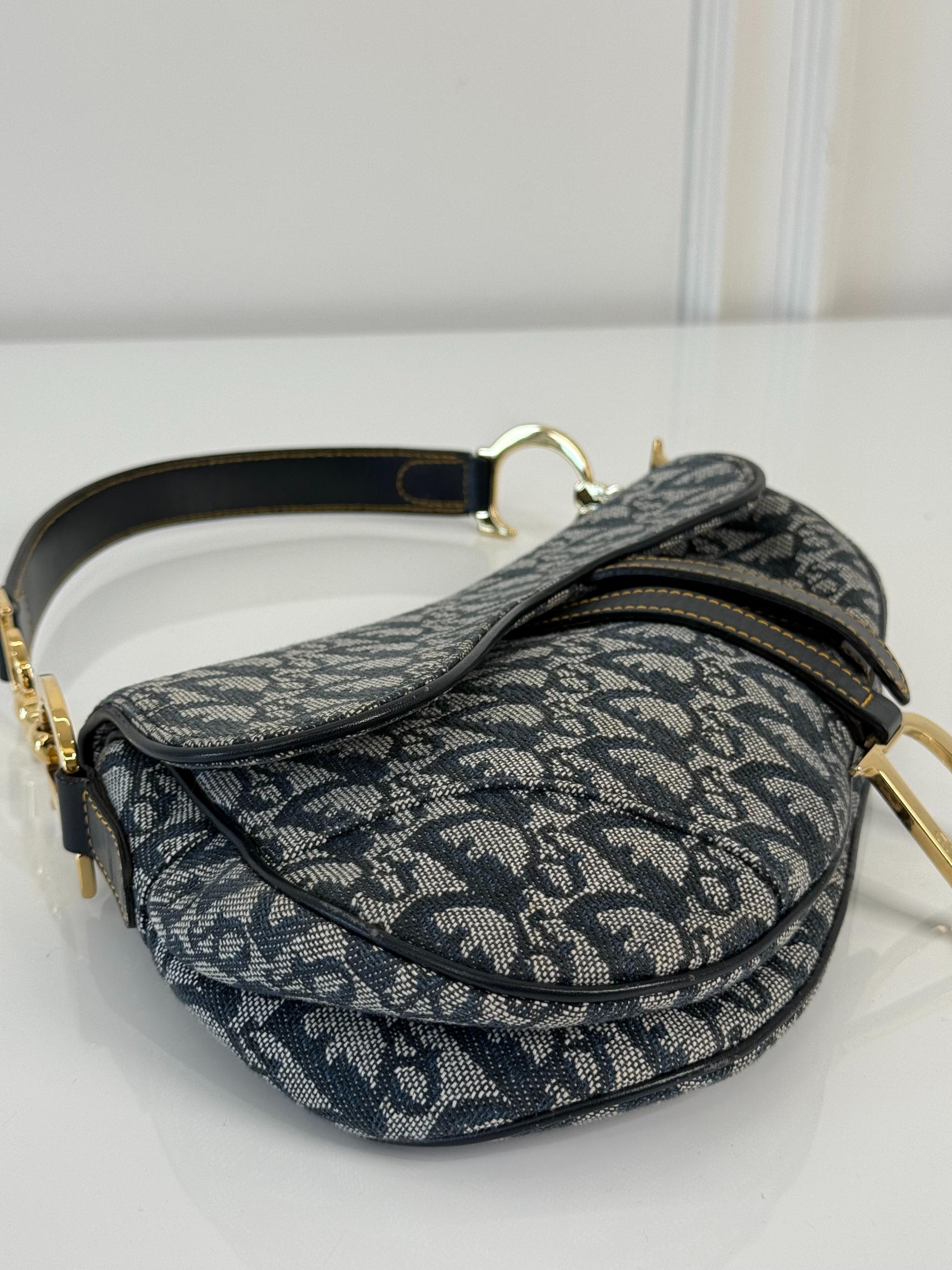 Christian Dior Vintage Saddle Blue Trotter Oblique