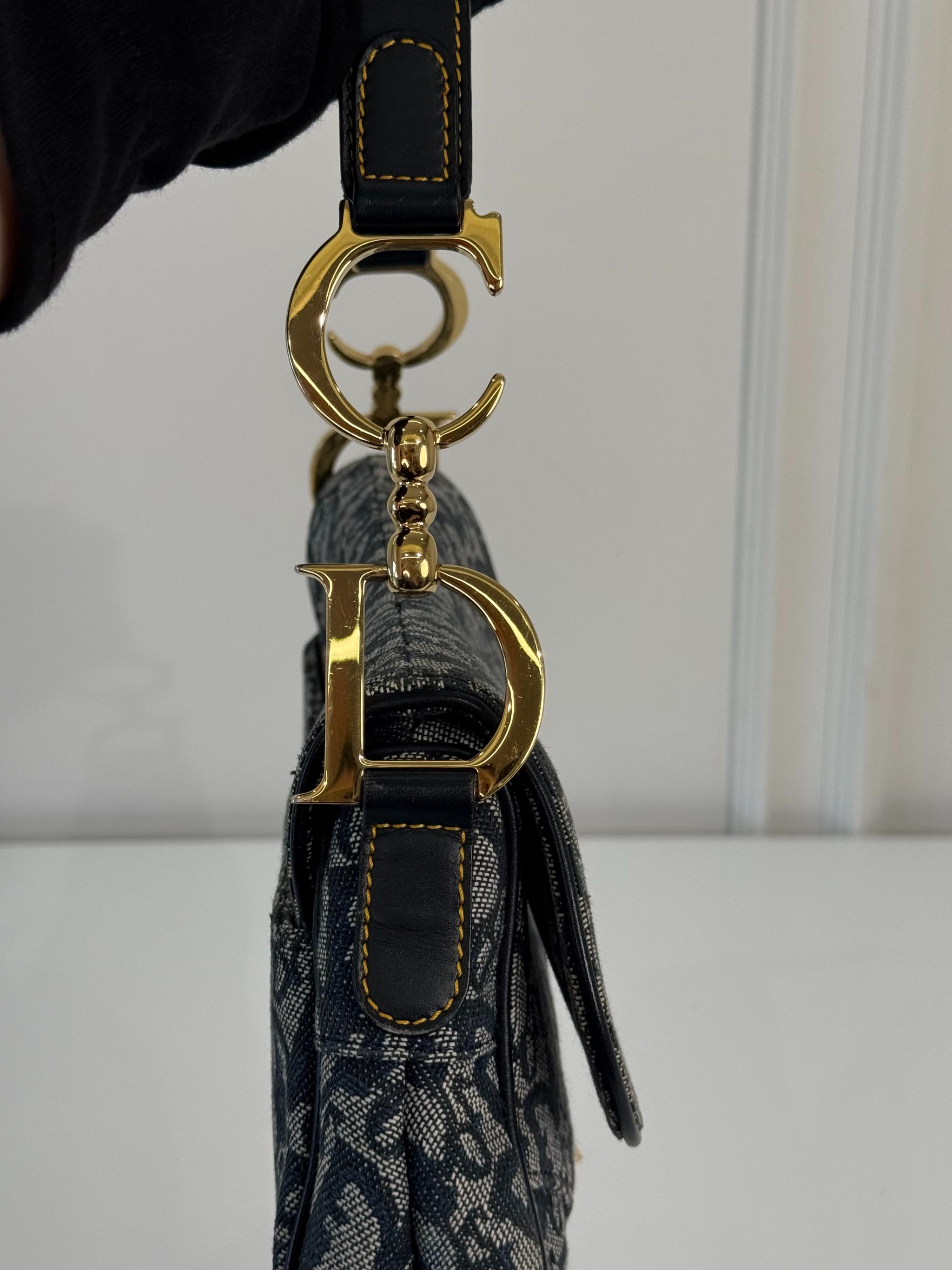 Christian Dior Vintage Saddle Blue Trotter Oblique