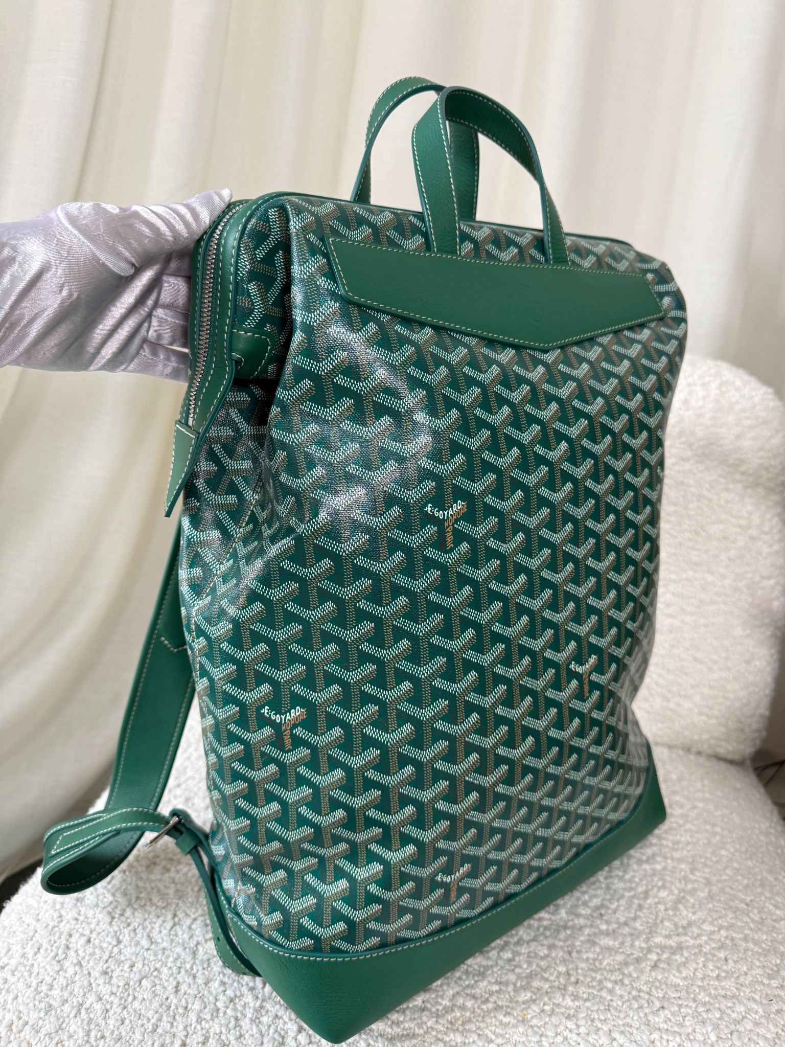 Goyard Cisalpin Green Goyardine Canvas Backpack